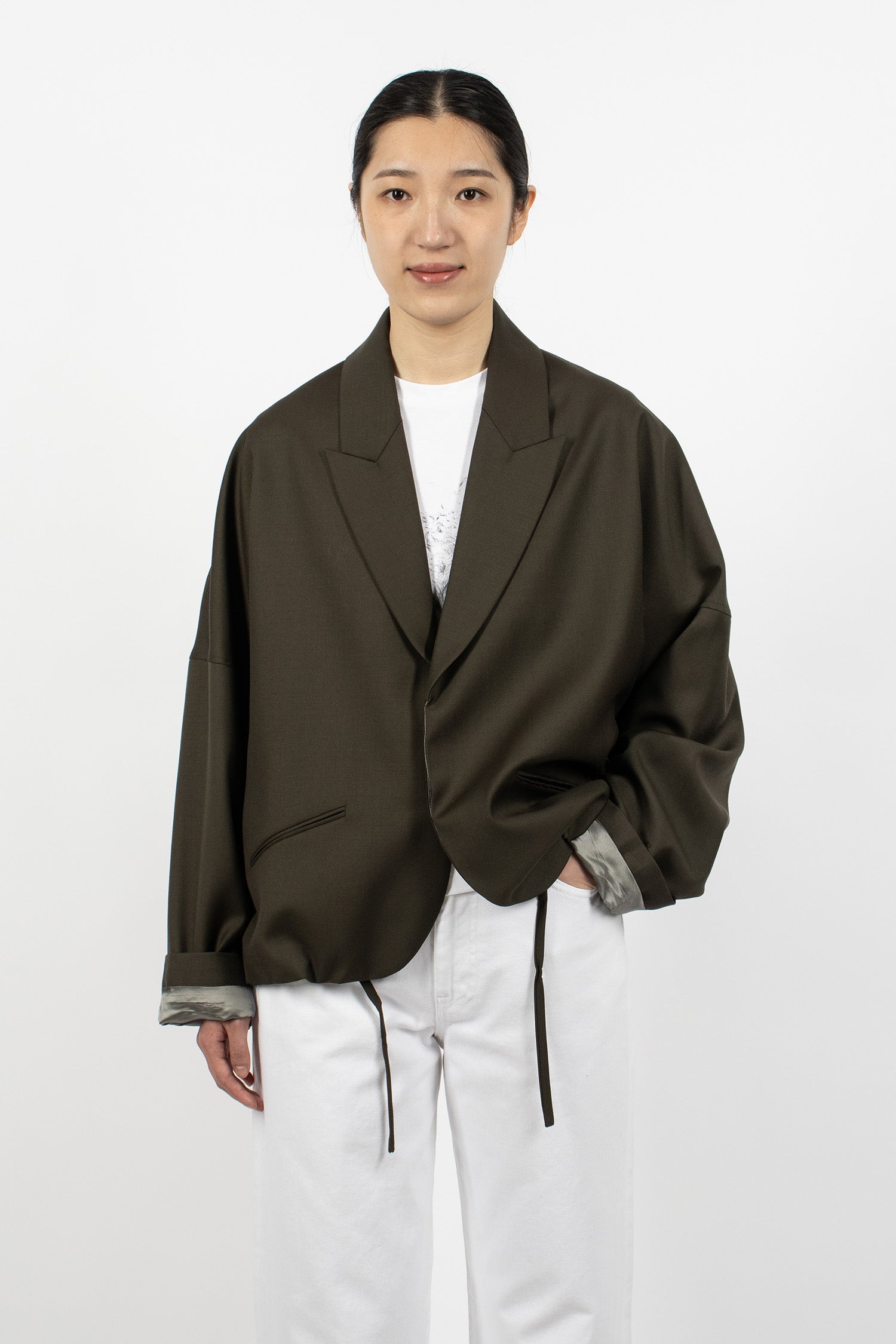 Relaxed Cardigan Blazer Army