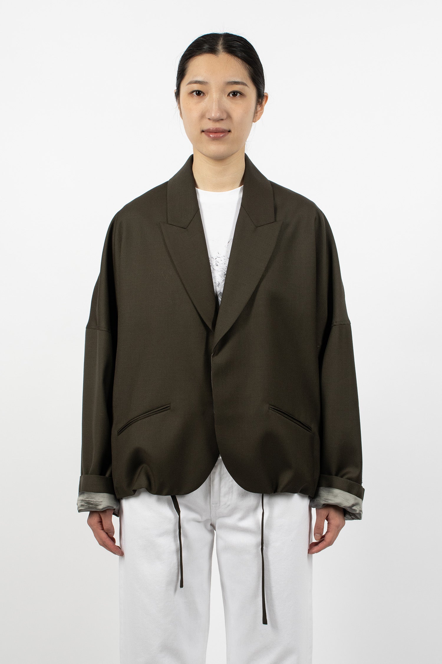 Relaxed Cardigan Blazer Army