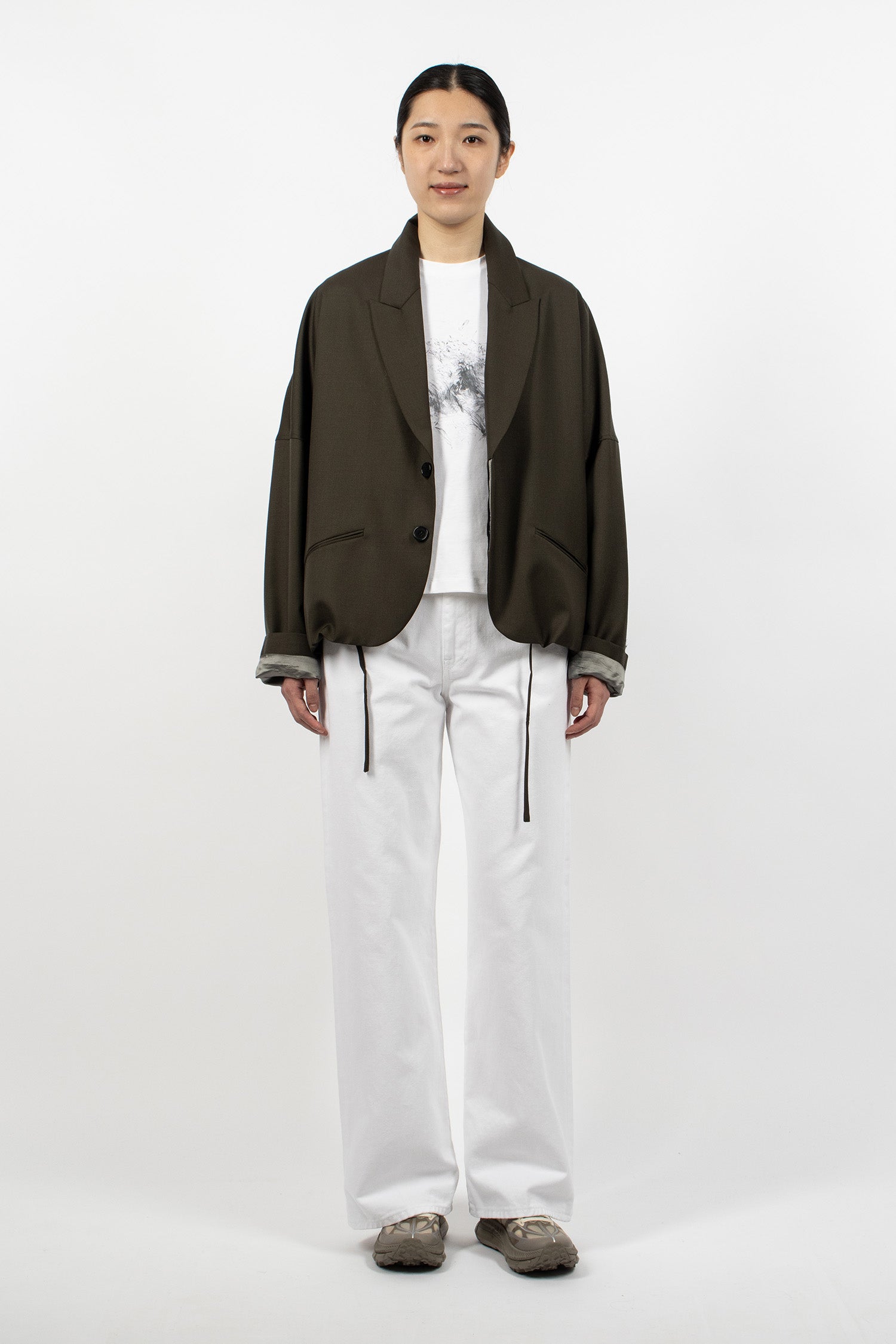 Relaxed Cardigan Blazer Army