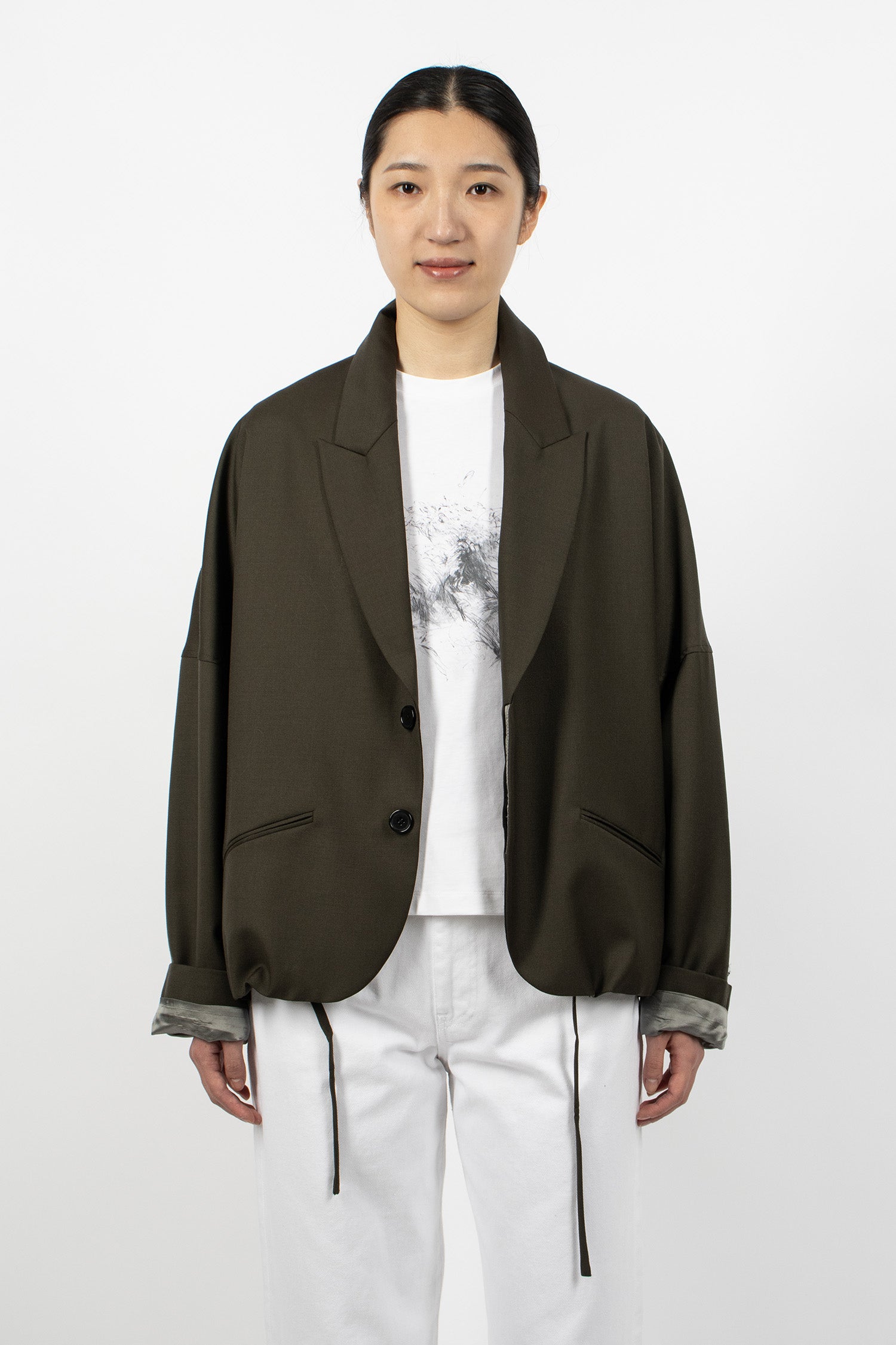 Relaxed Cardigan Blazer Army