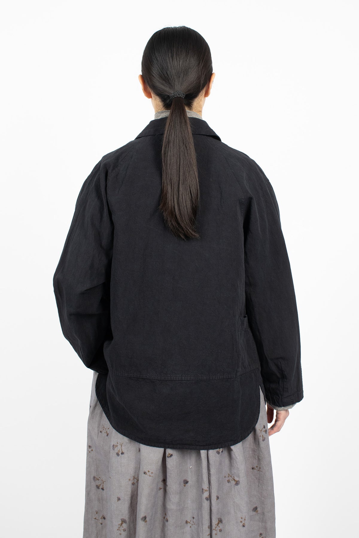 Linen Blend Twill Blouson Dark Charcoal