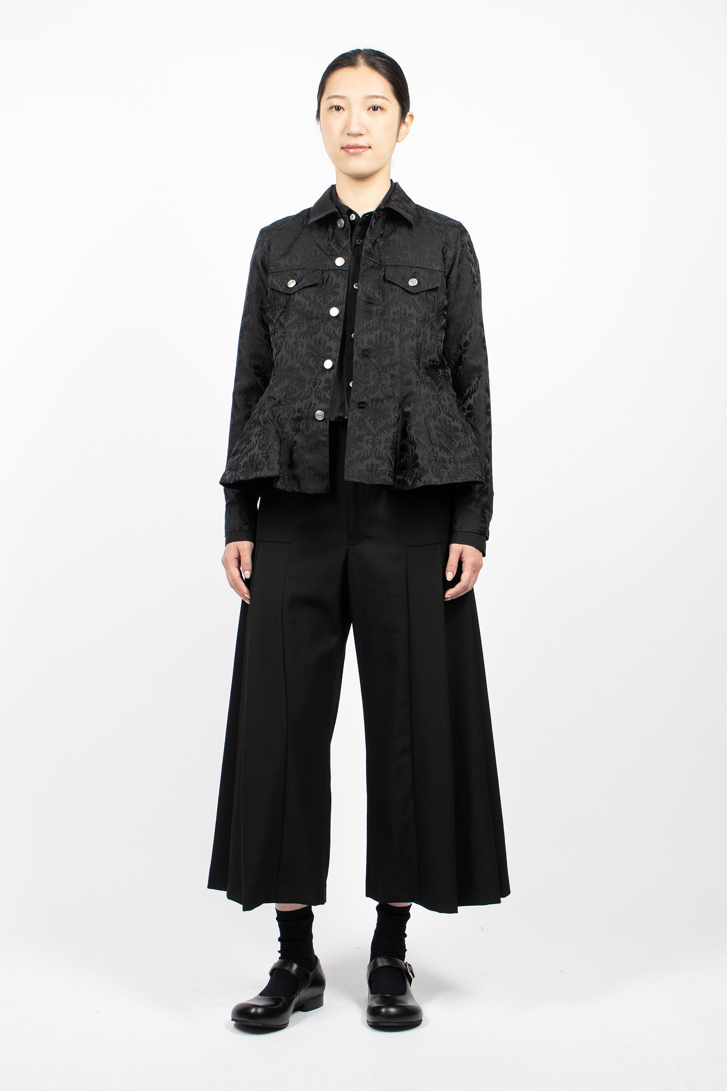 Peplum Jacquard Jacket Black
