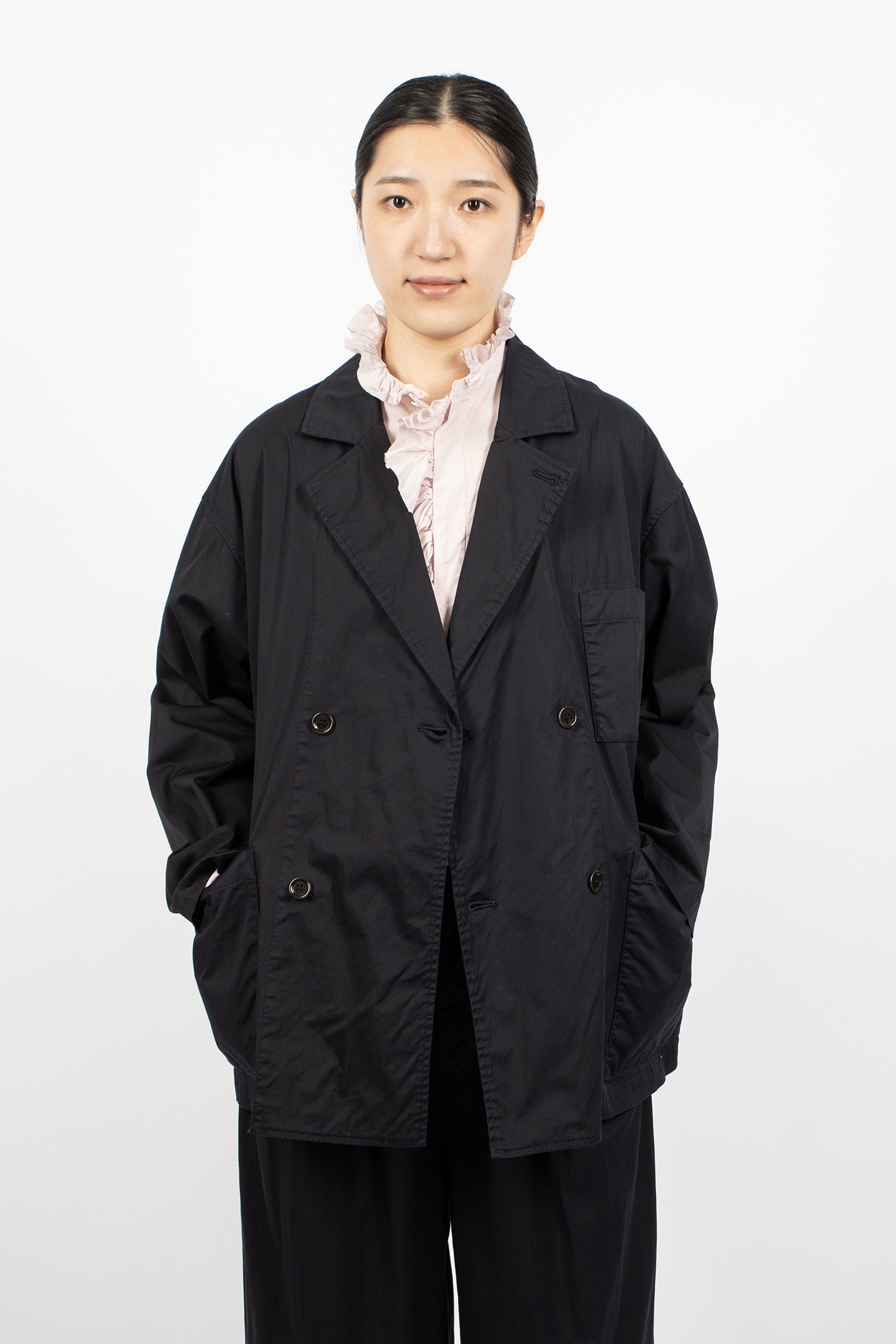 Double-Breasted Sack Jacket Dark Navy