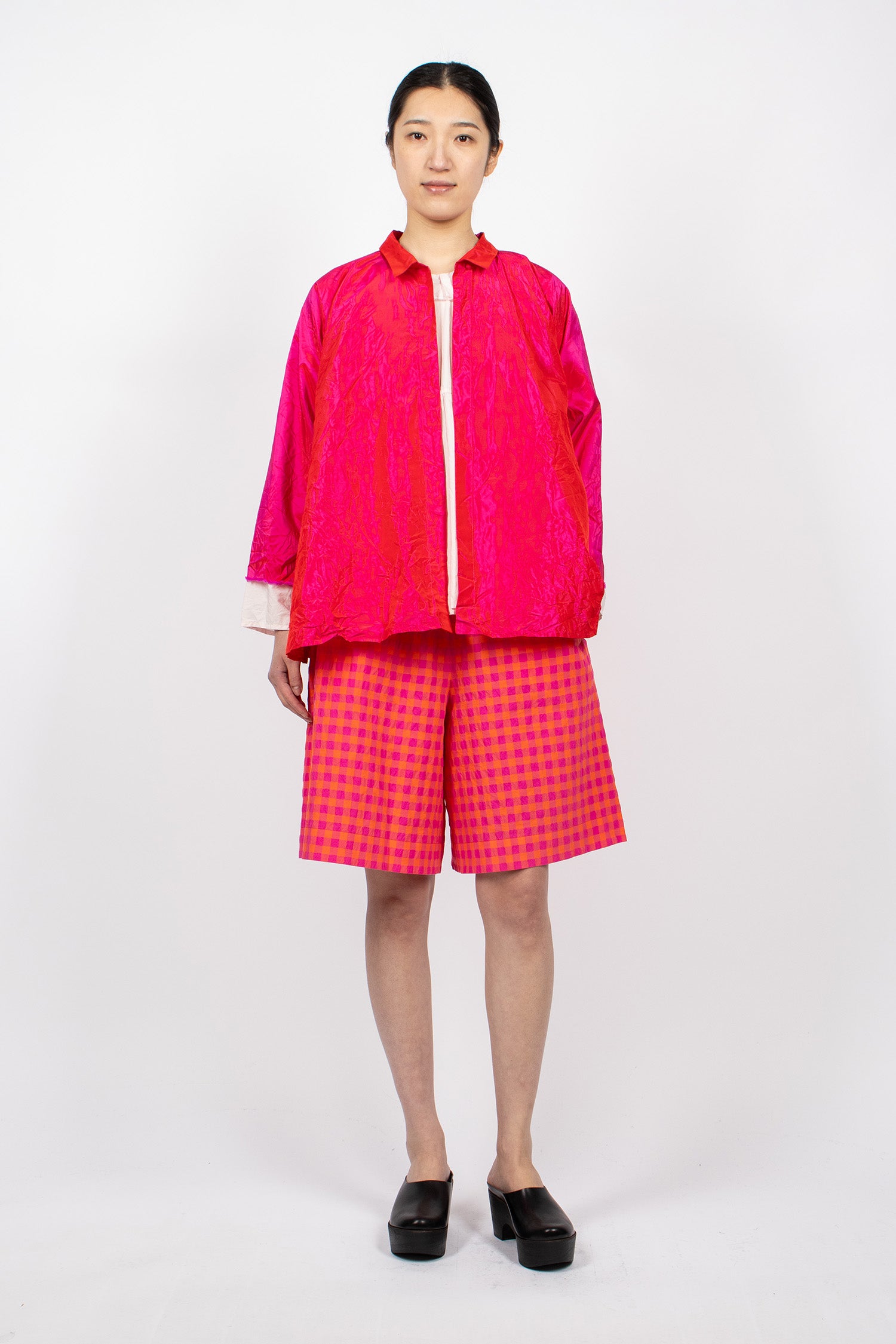 Washed Silk Jacket Fuchsia Red