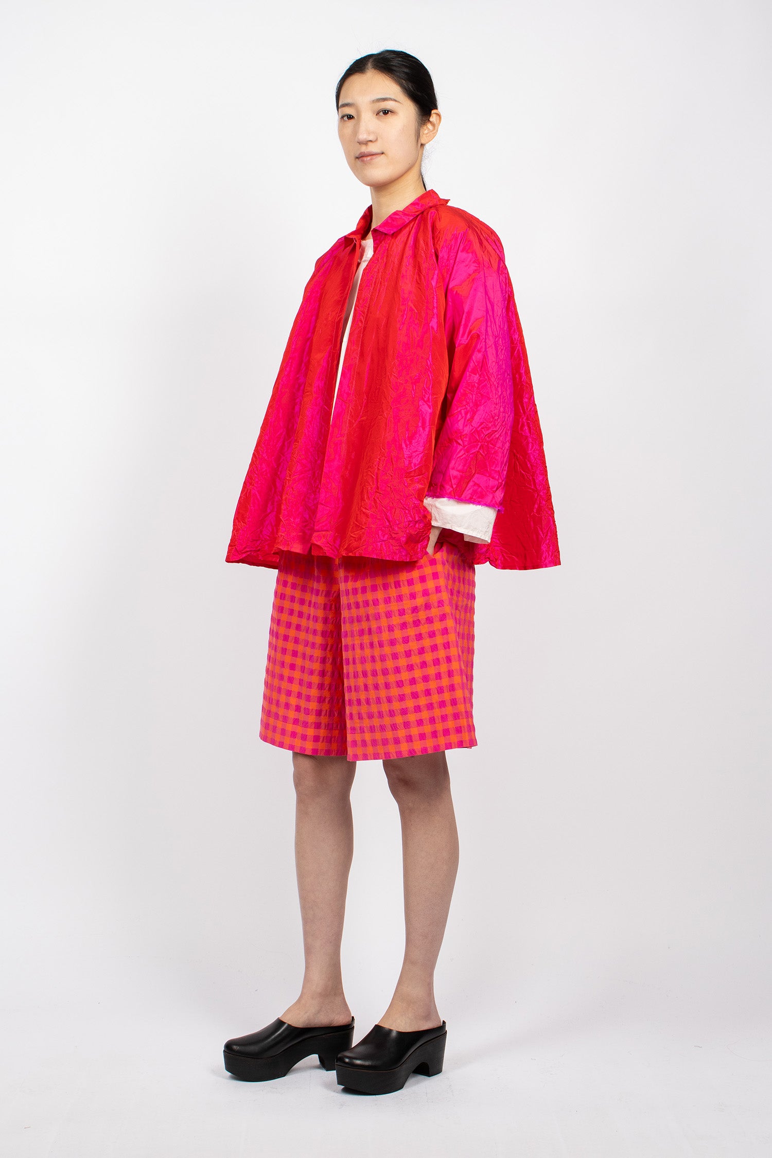 Washed Silk Jacket Fuchsia Red