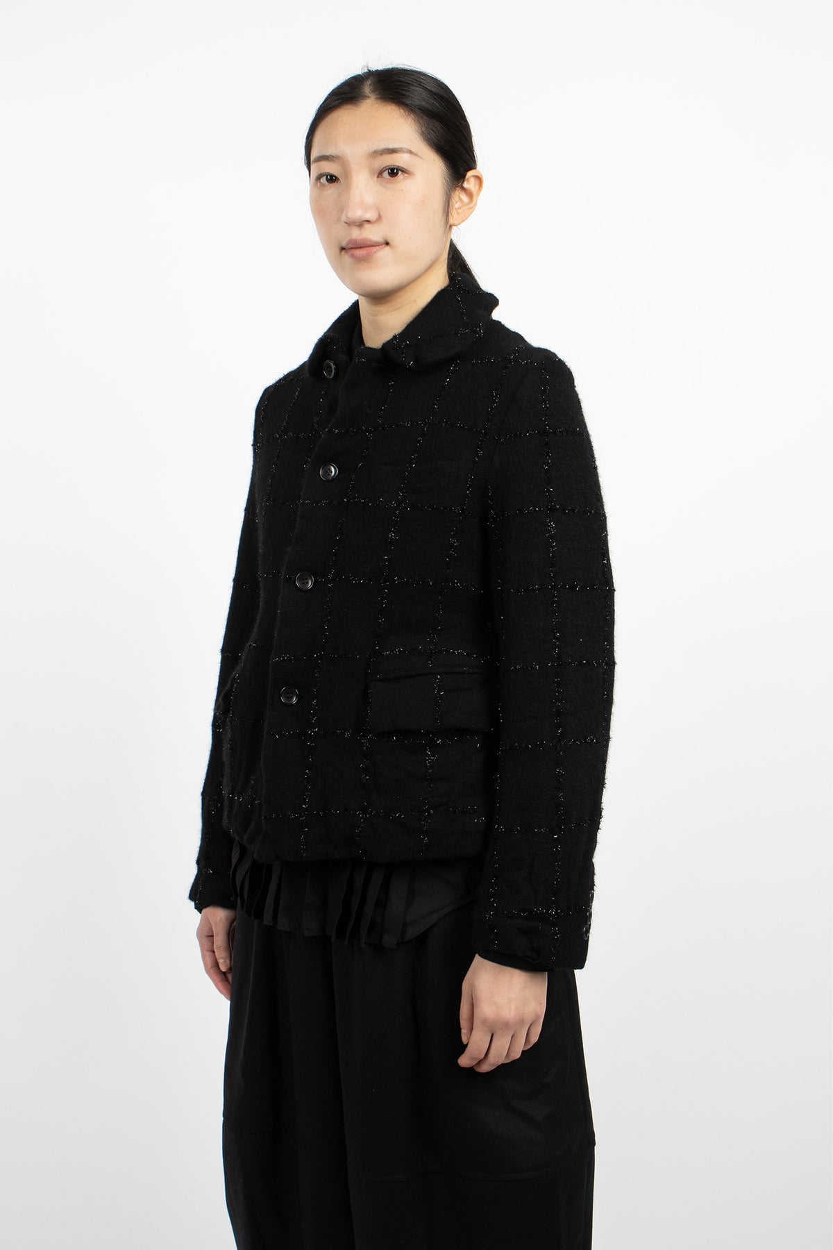 Tinsel Check Wool Jacket Black