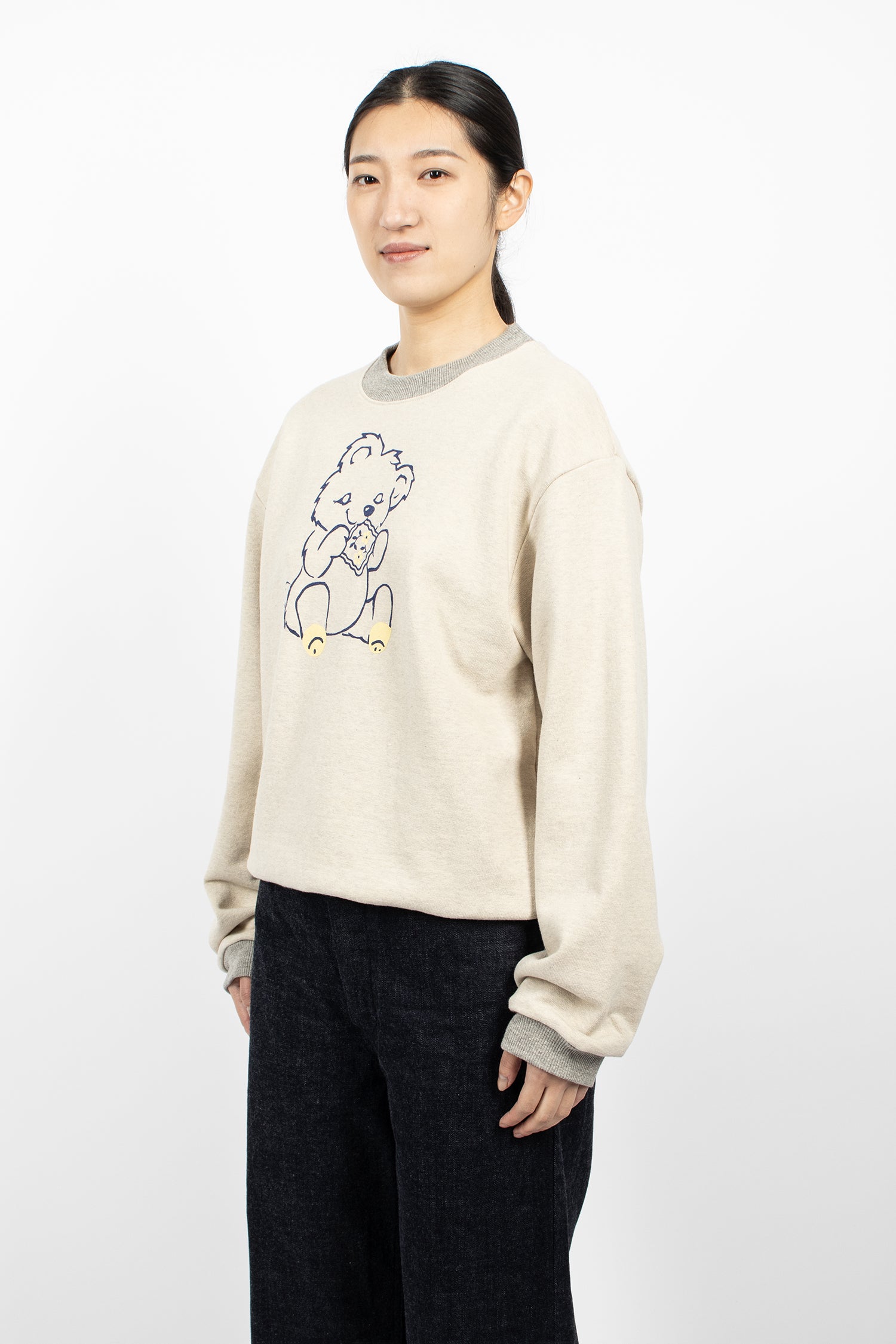 Peckish Little Bear Crew Sweatshirt Ecru/Grey