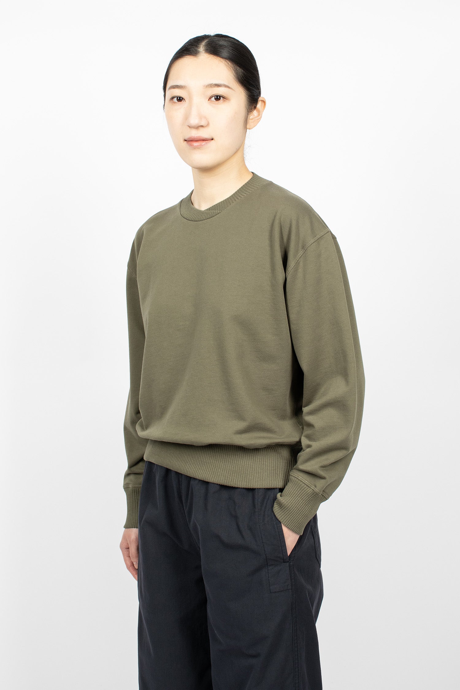 Cross Neck Sweatshirt Uniform Green