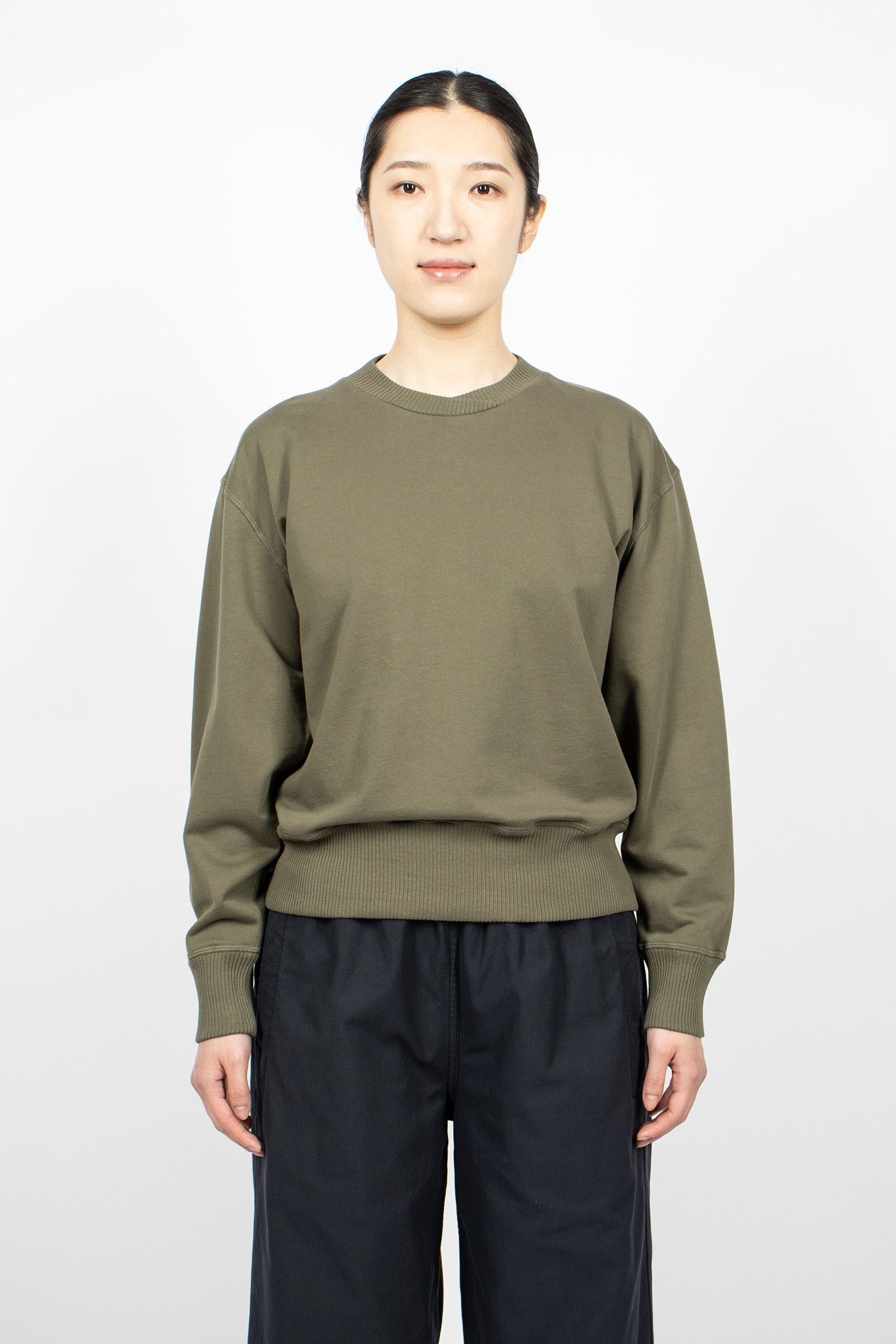 Cross Neck Sweatshirt Uniform Green