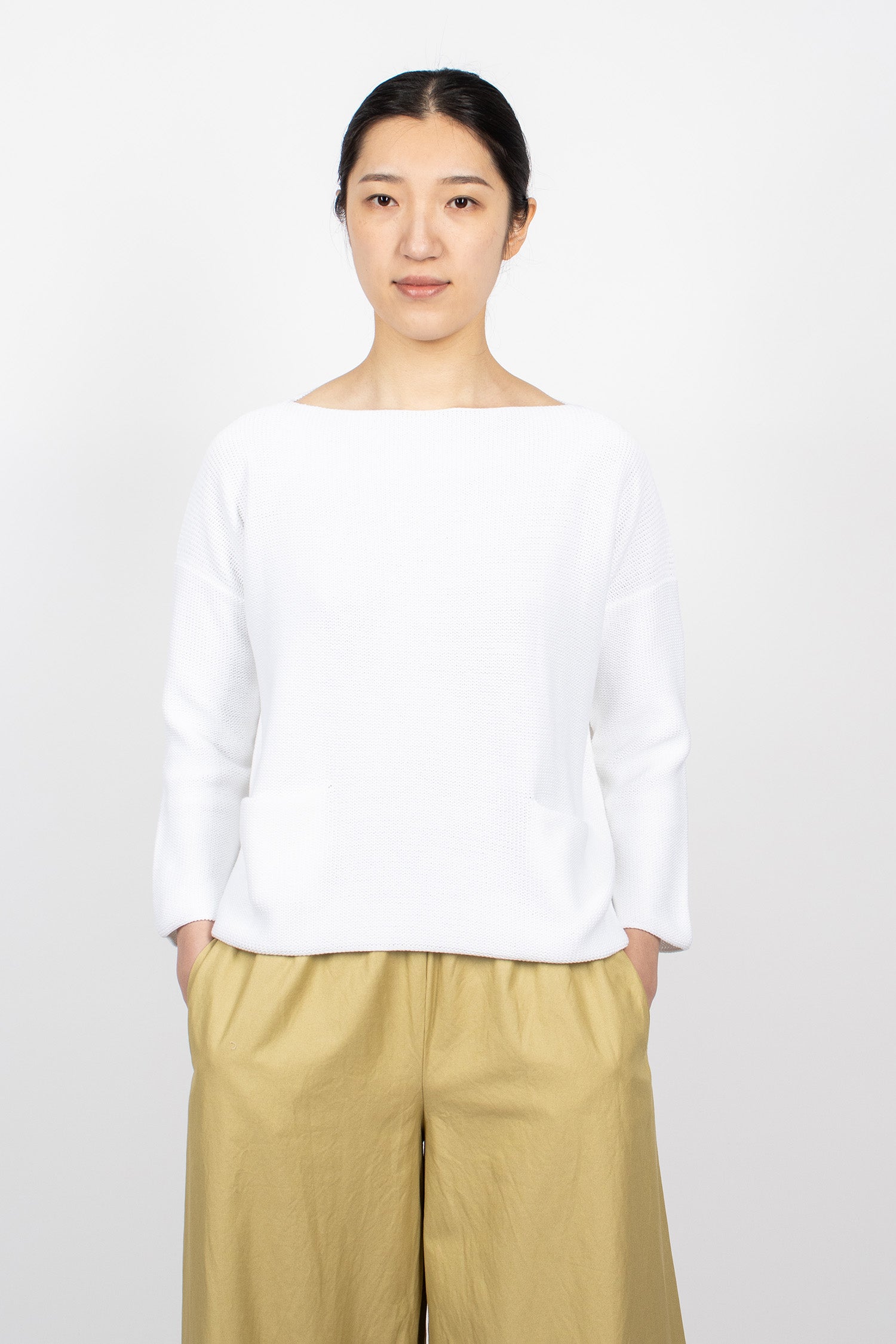 Knit Boatneck Sweater 5 White