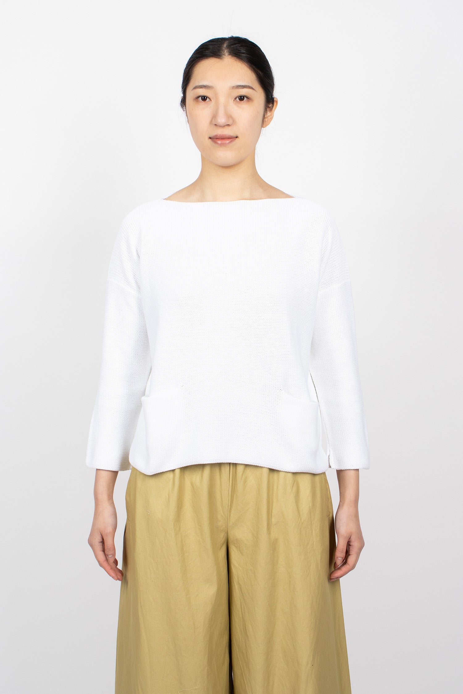 Knit Boatneck Sweater 5 White