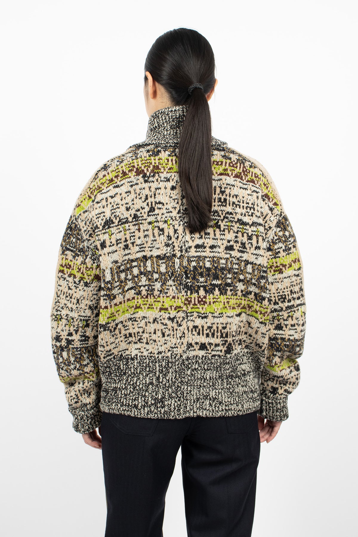 Jacquard Wool Cardigan Black