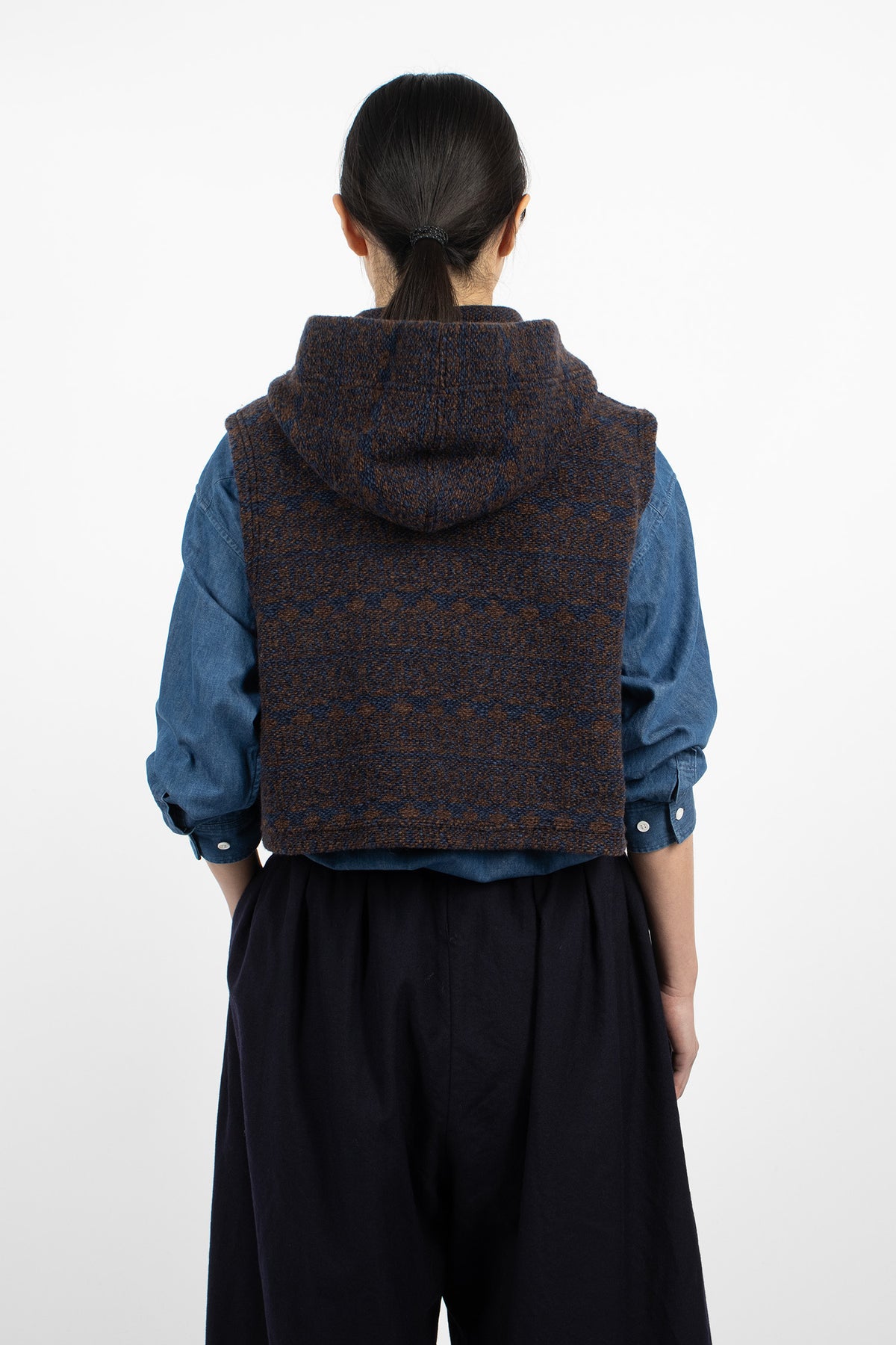 Knit Vest Brown/Navy