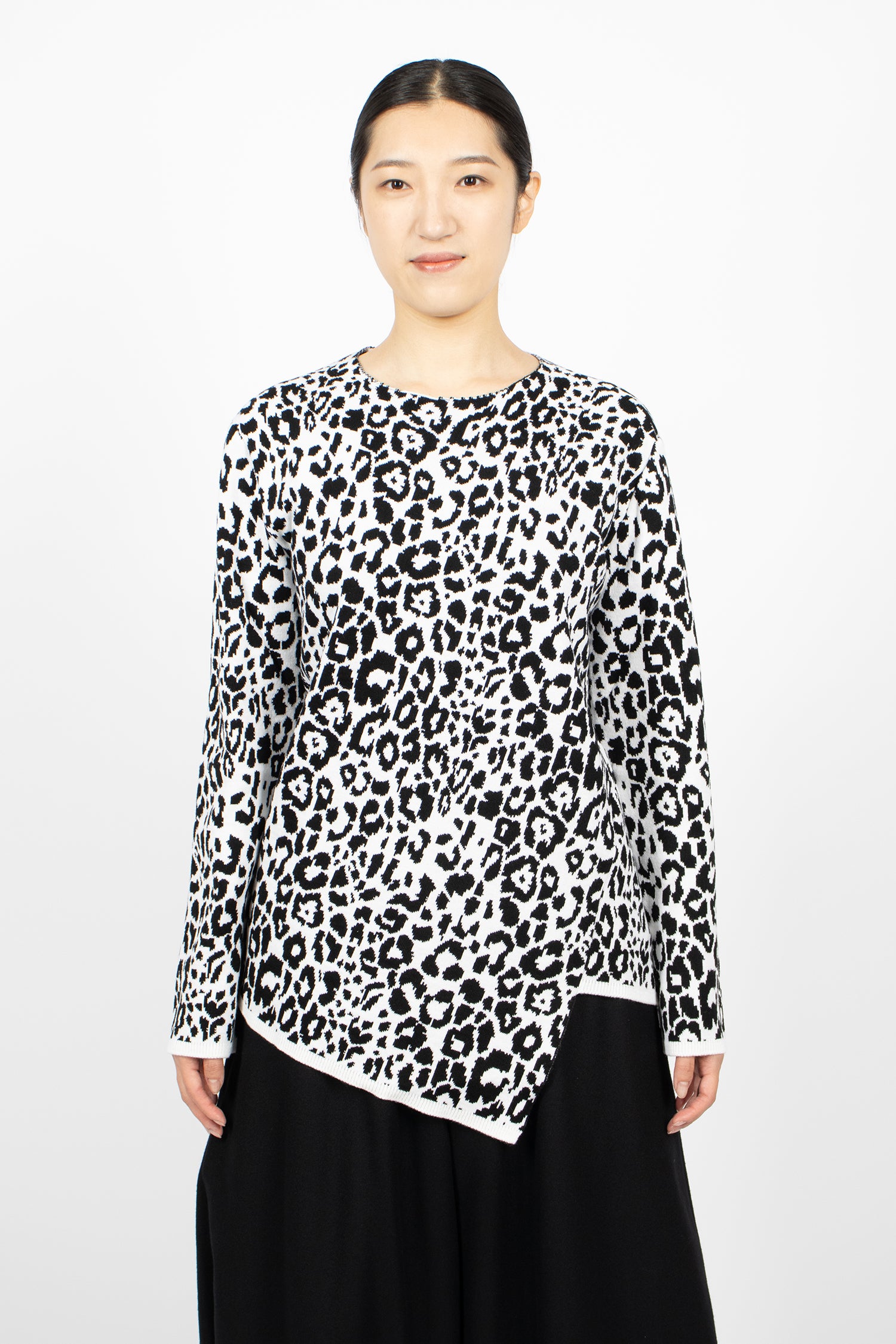 Leopard Knit Sweater White/Black