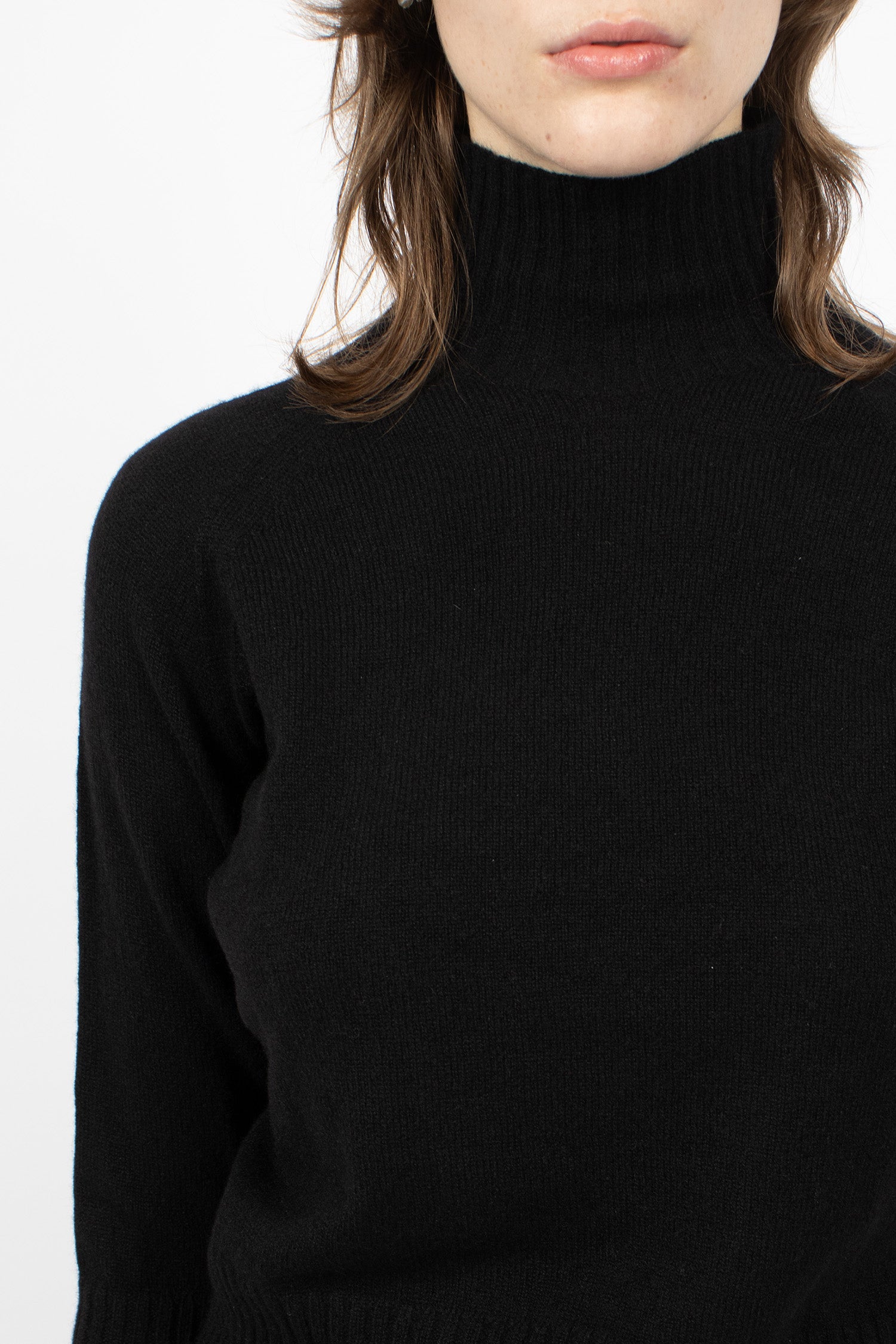 Cashmere Open Back High Neck Jumper Black