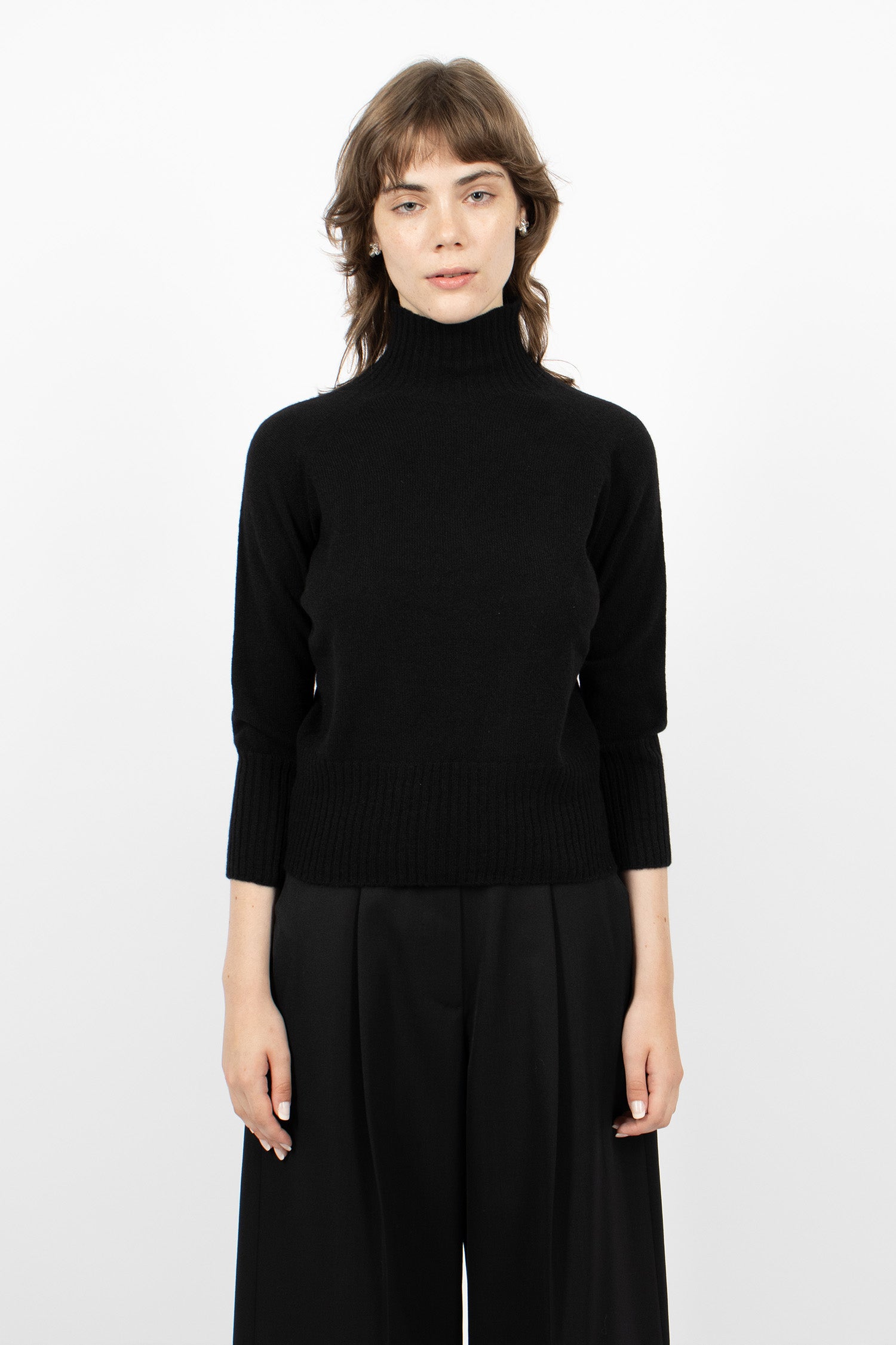Cashmere Open Back High Neck Jumper Black