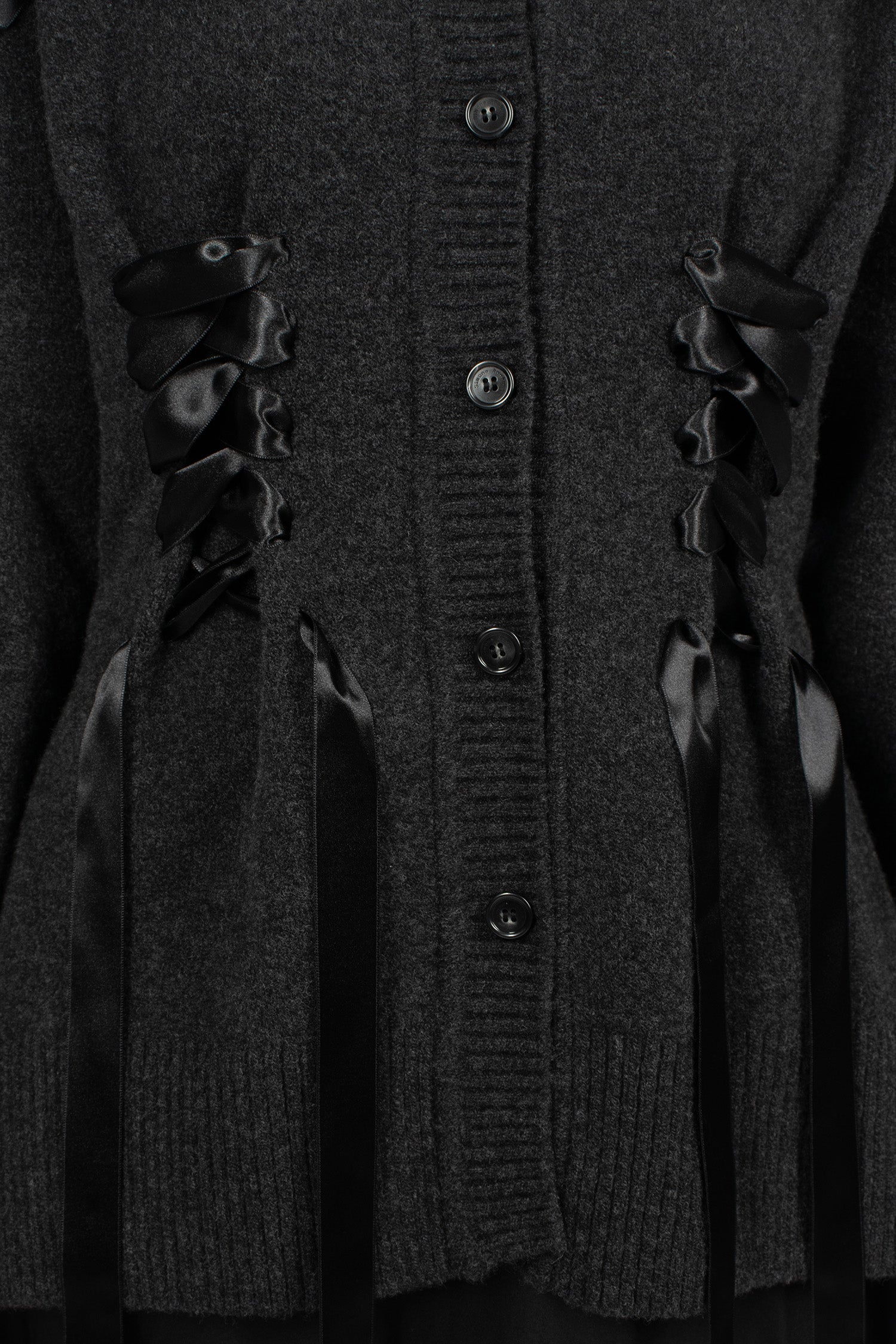 Sculpted Ribbon Corset Cardigan Charcoal