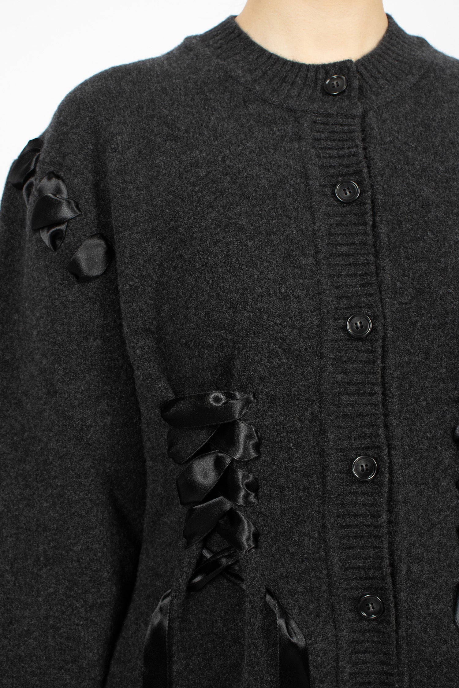 Sculpted Ribbon Corset Cardigan Charcoal