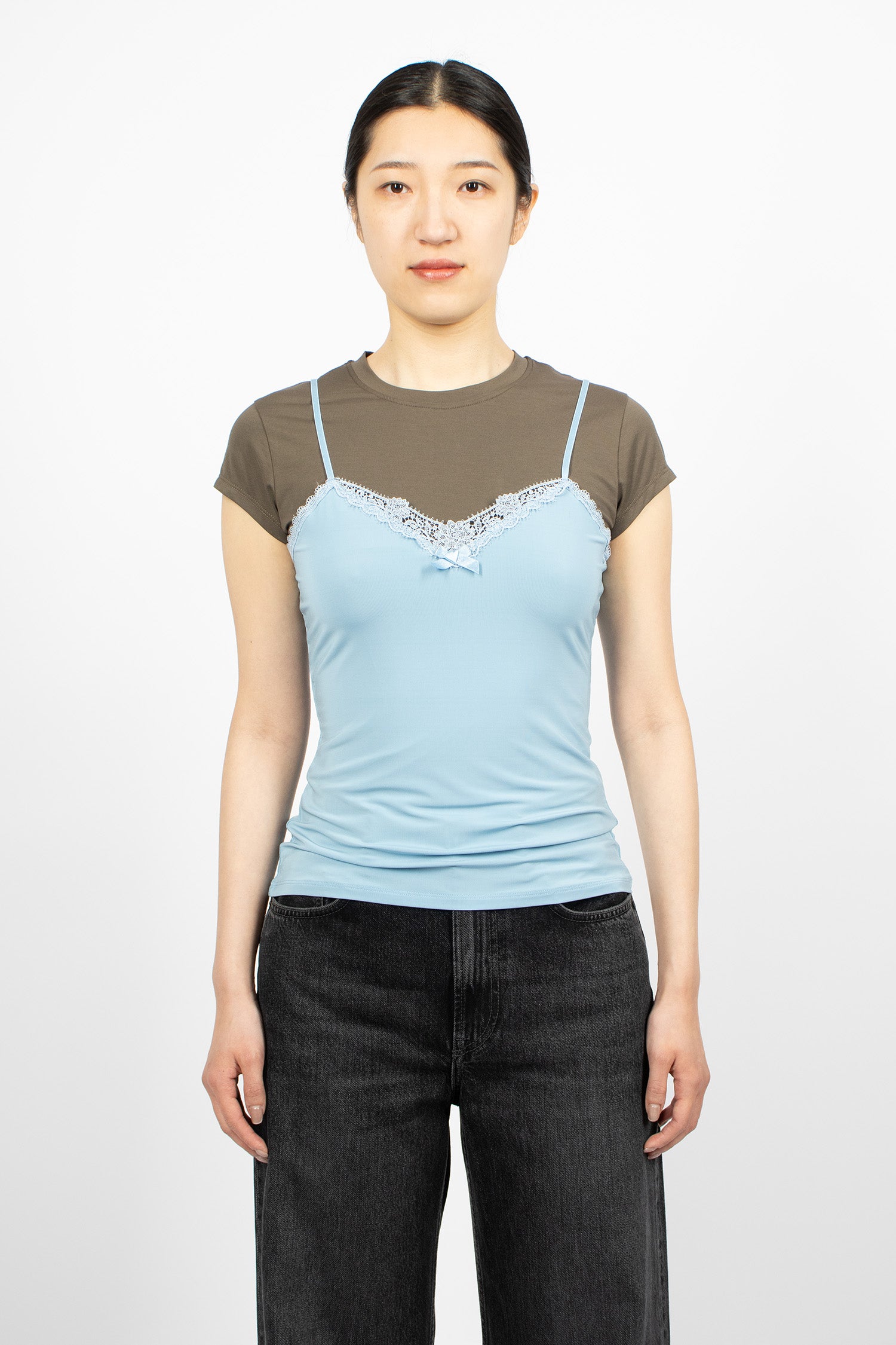 Fitted Jersey T-Shirt Grey/Blue