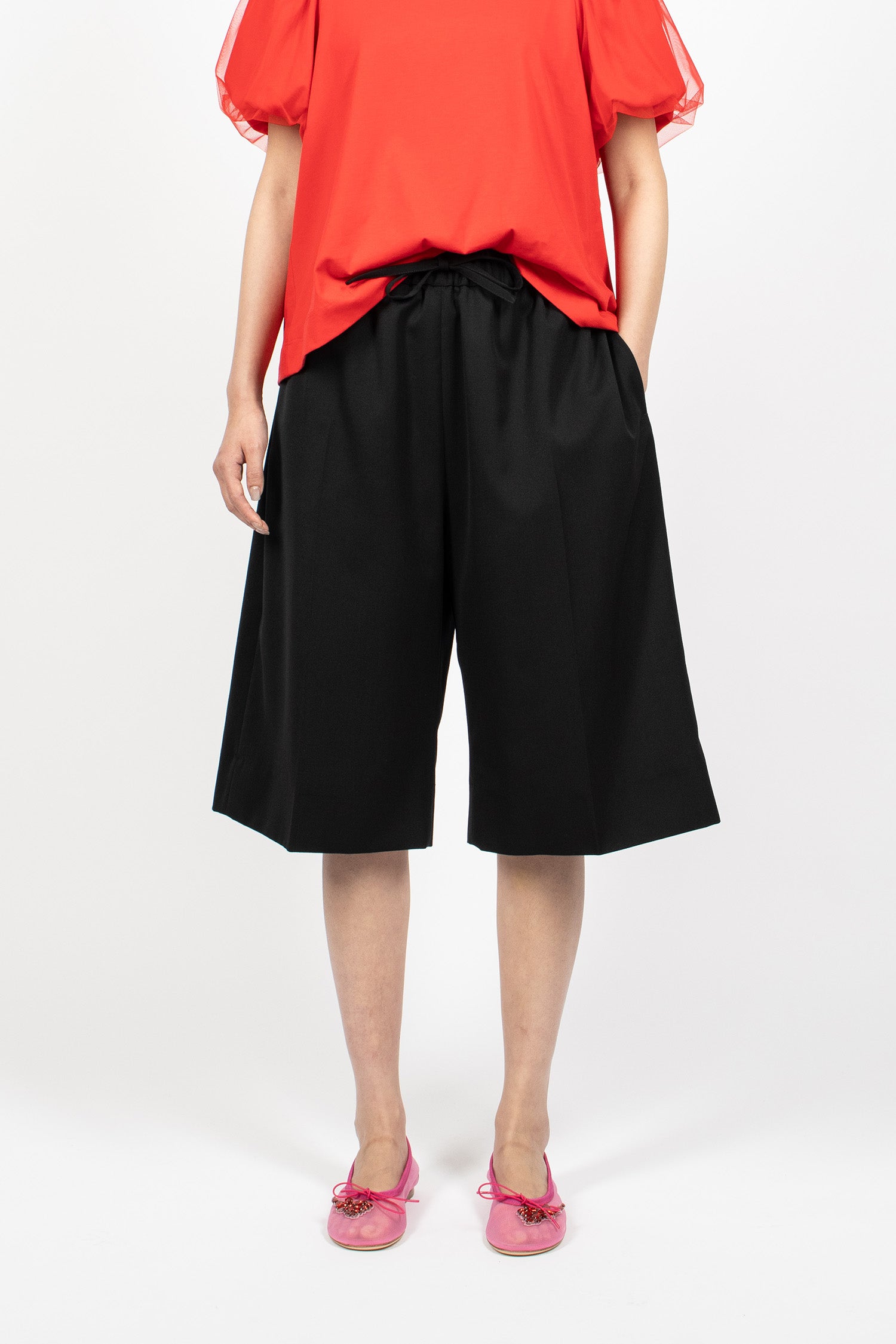 Wide Leg Long Shorts Black