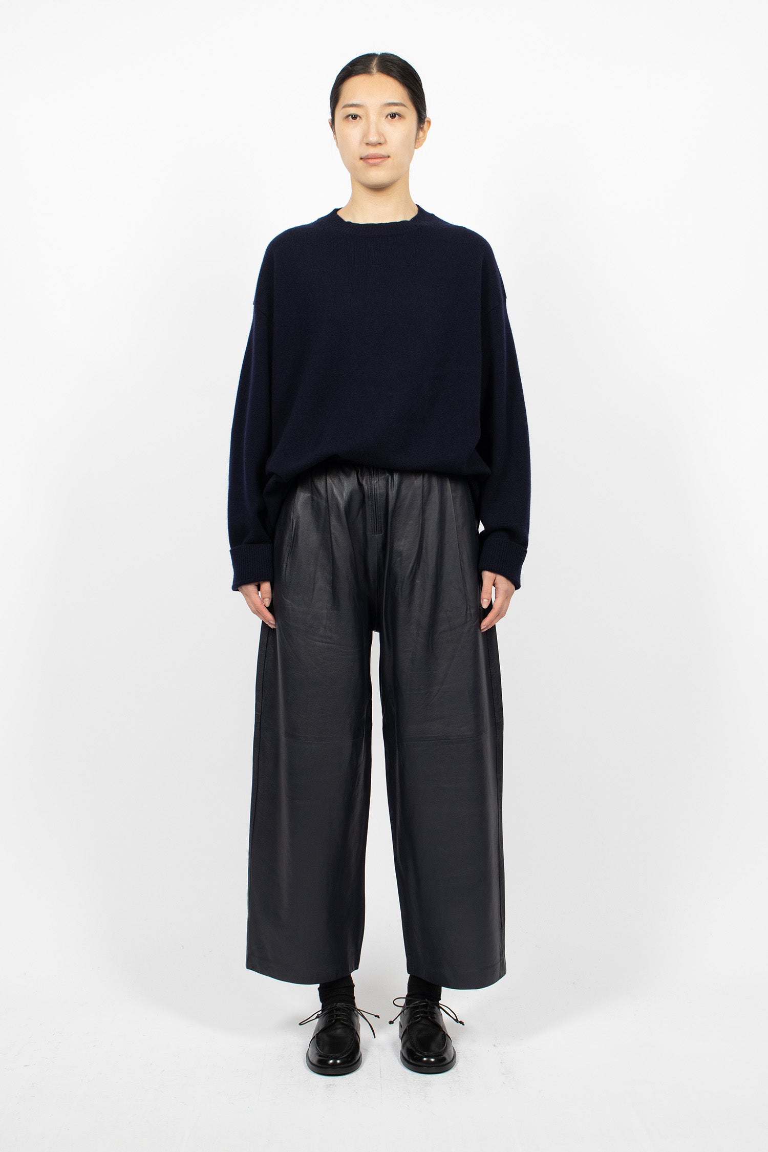 Luce Leather Trouser Navy