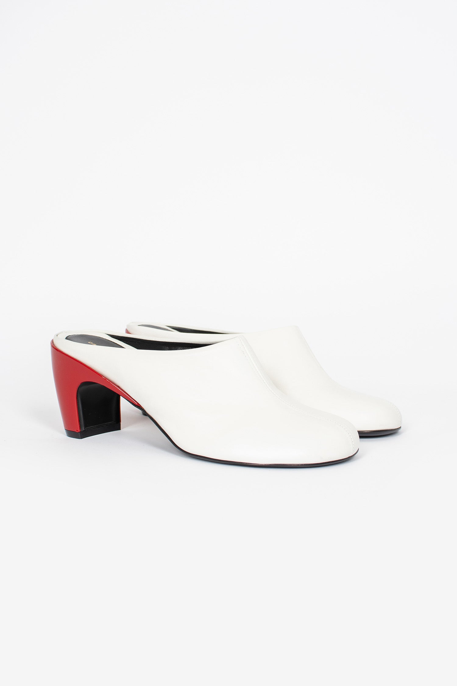 Leather Heeled Mules White