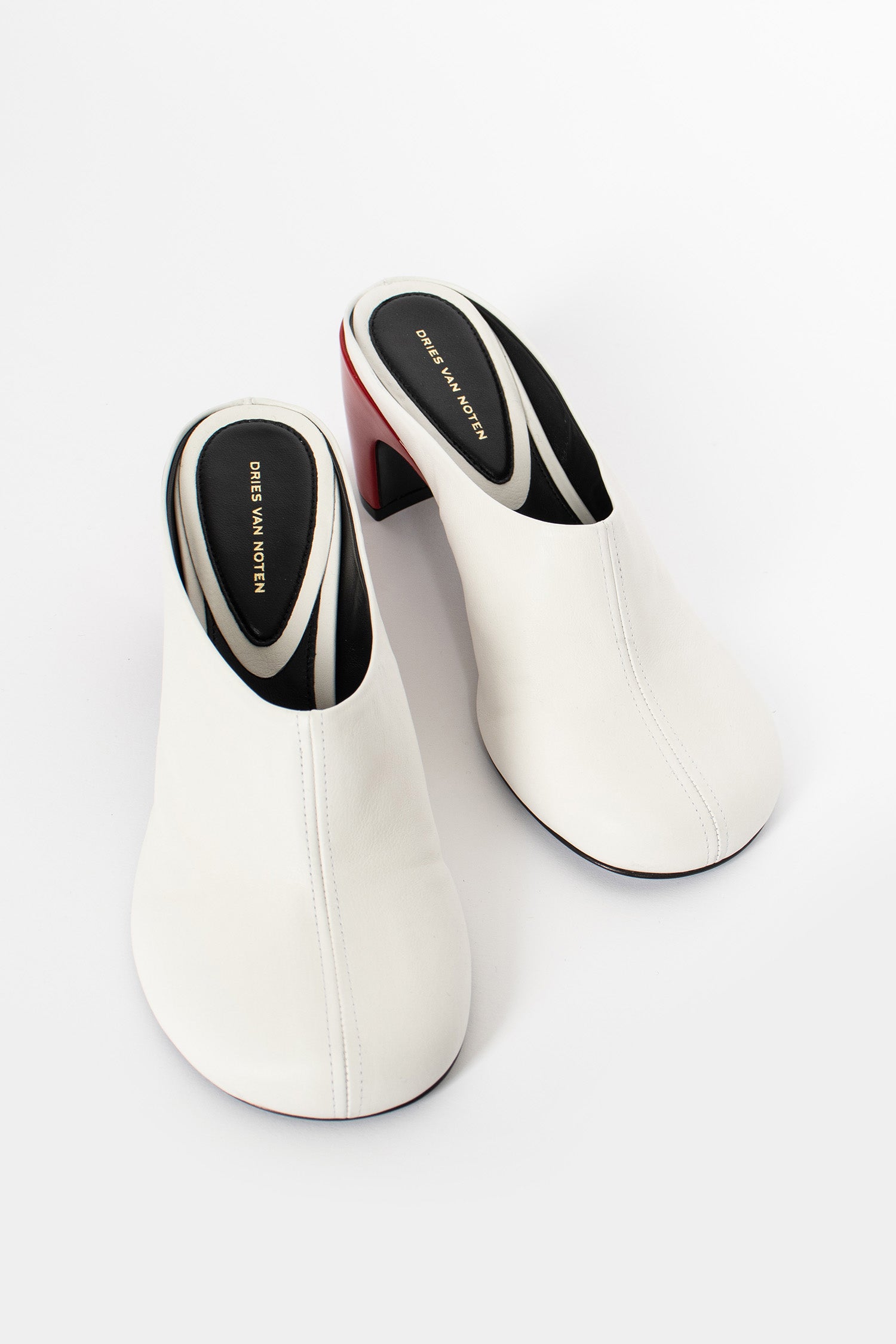 Leather Heeled Mules White