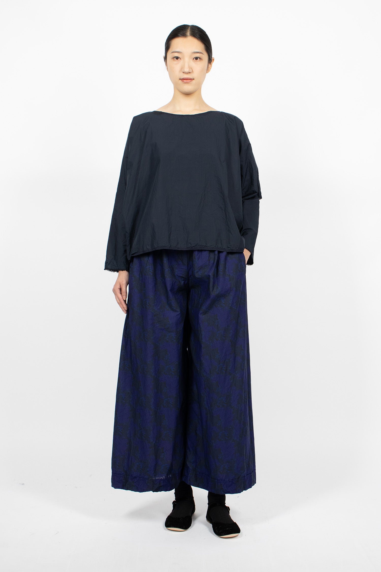 Zigzag Stitched Shirt Navy Blue