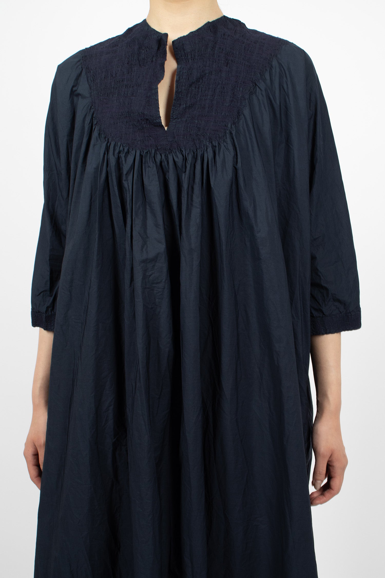 Zigzag Stitched Dress Navy Blue