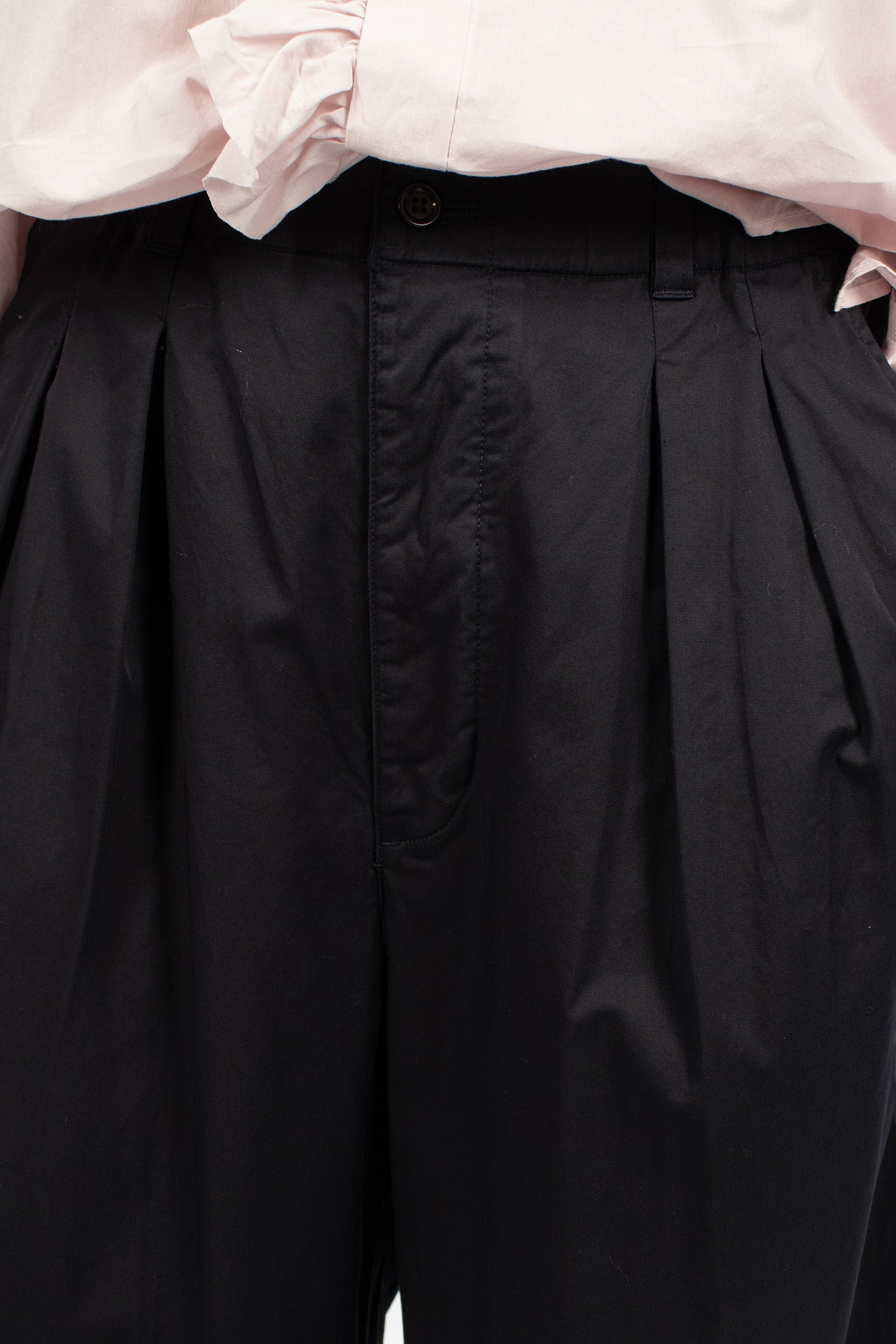 2 In-Pleat Baggy Twill Pants Dark Navy