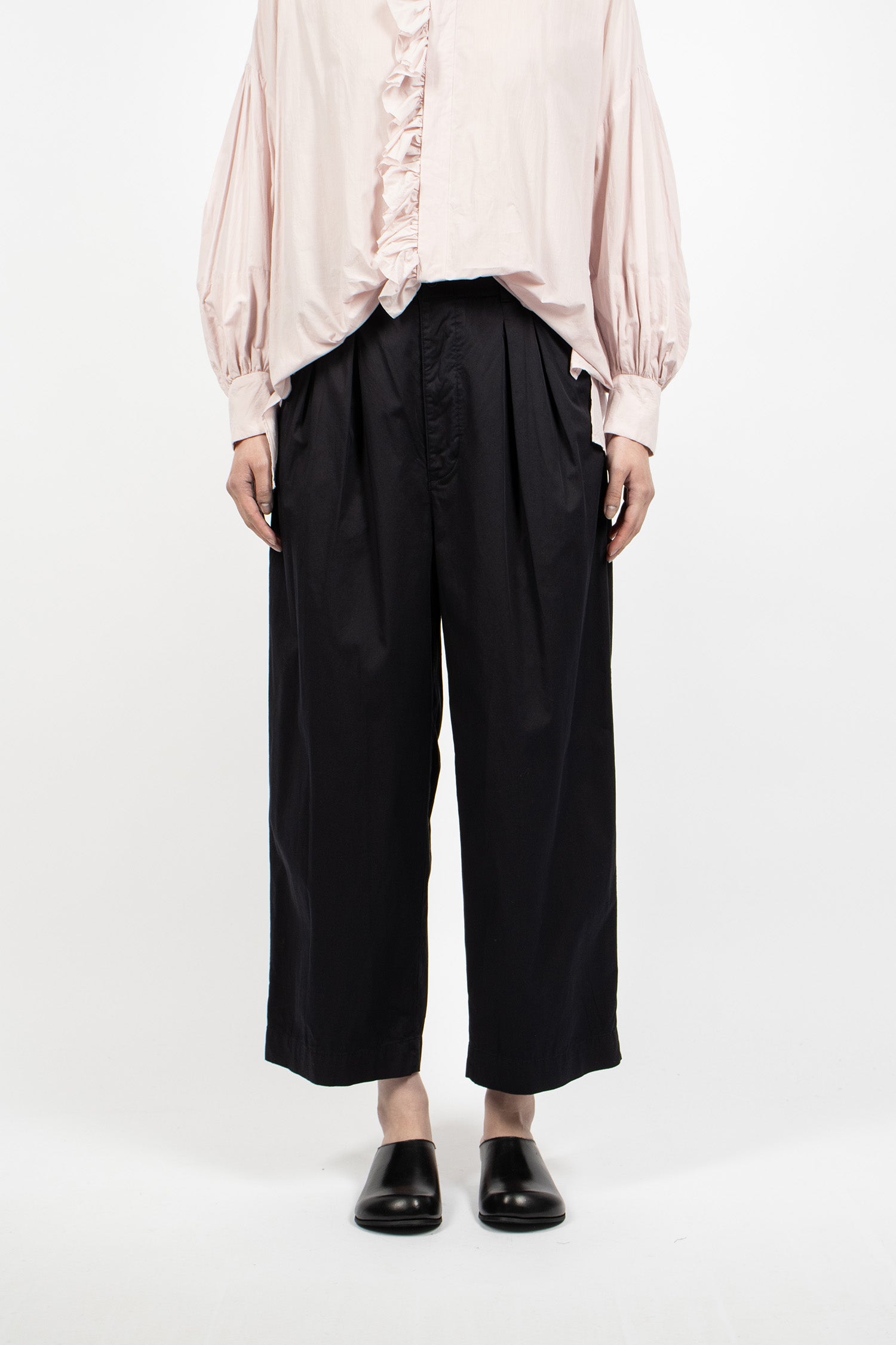 2 In-Pleat Baggy Twill Pants Dark Navy