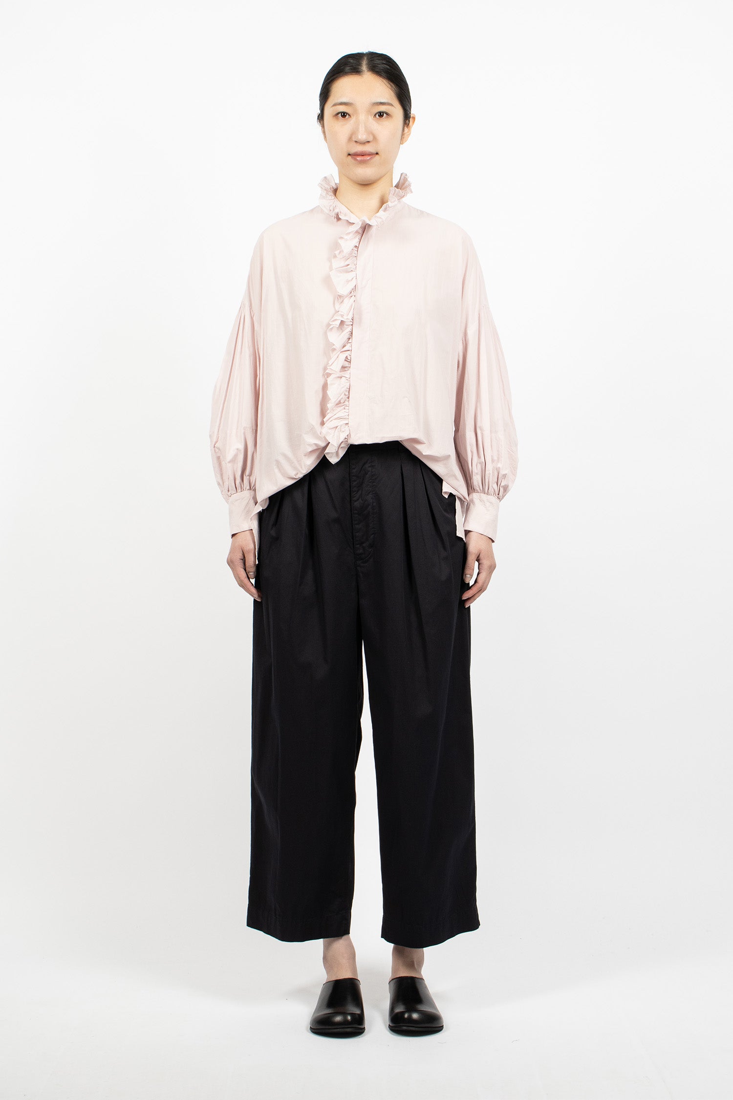 2 In-Pleat Baggy Twill Pants Dark Navy