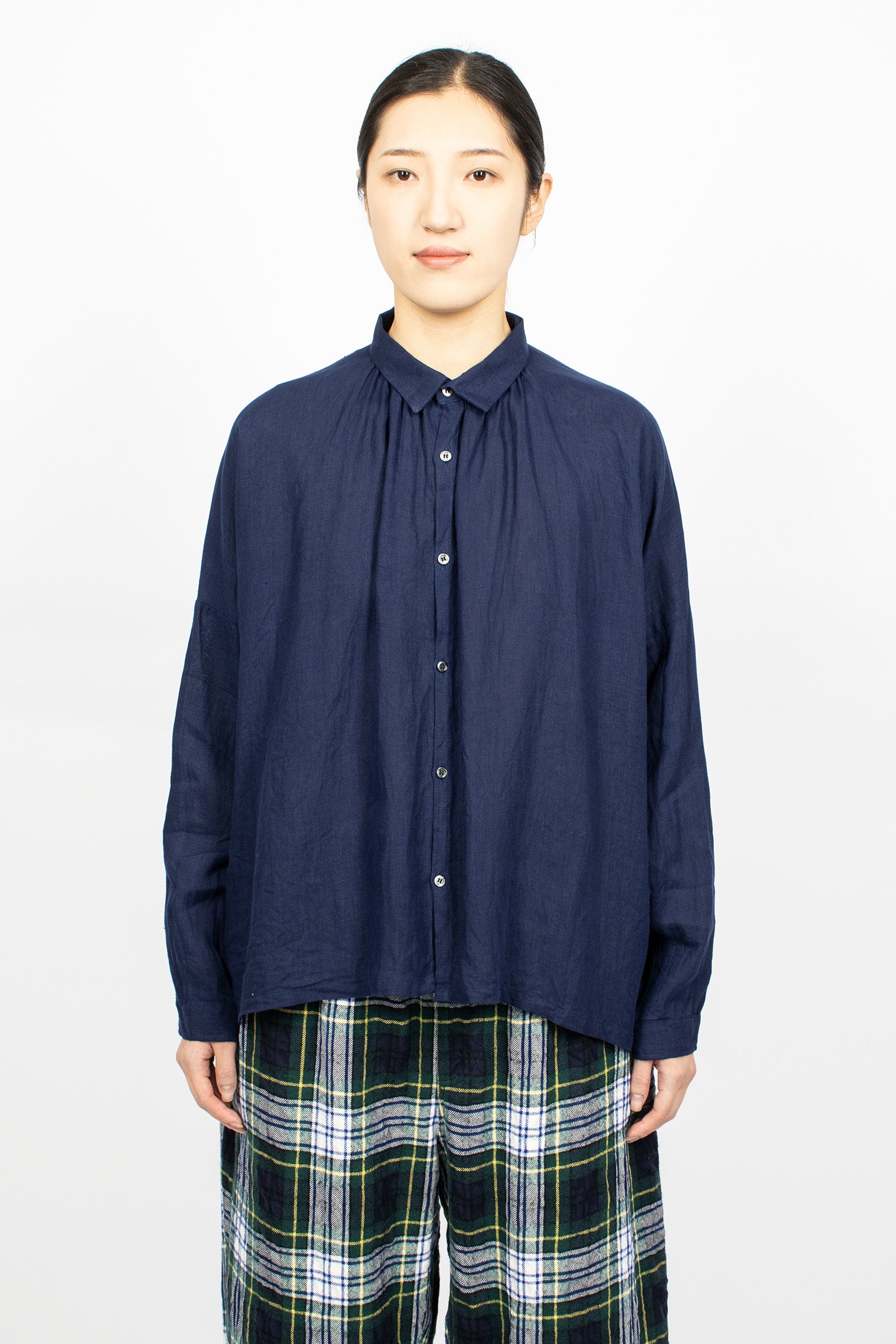 Color Linen Shirt Navy