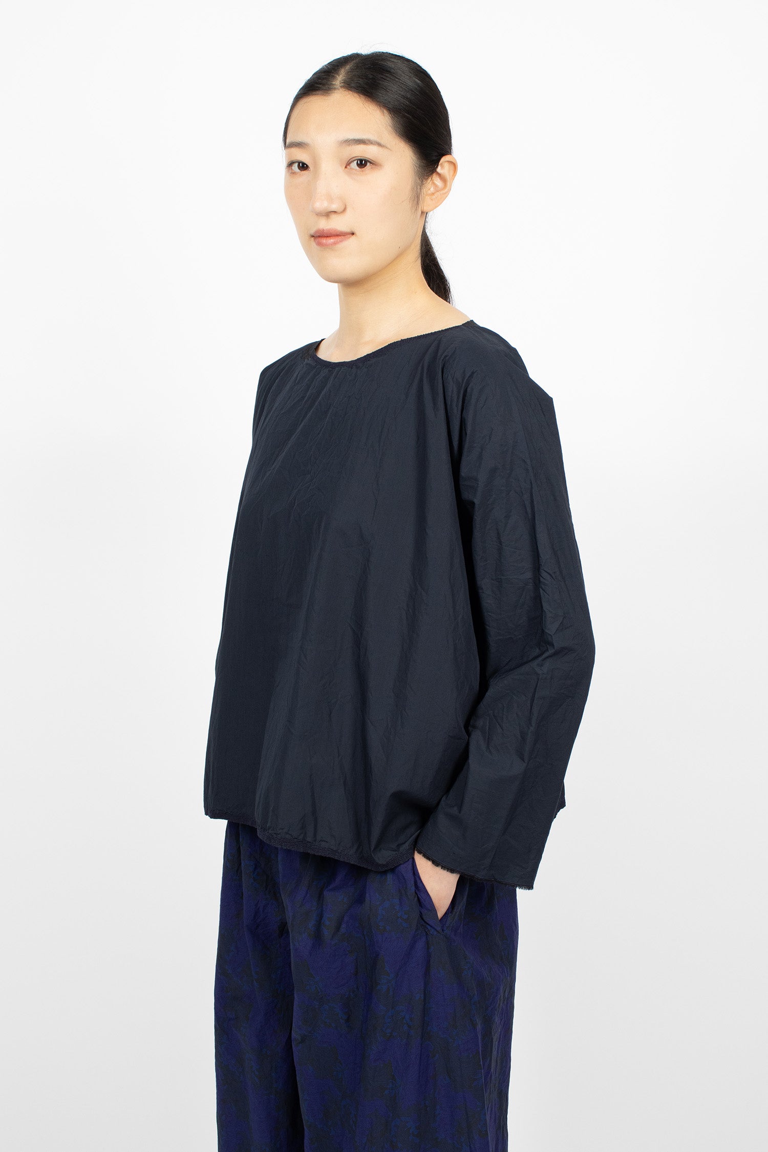 Zigzag Stitched Shirt Navy Blue