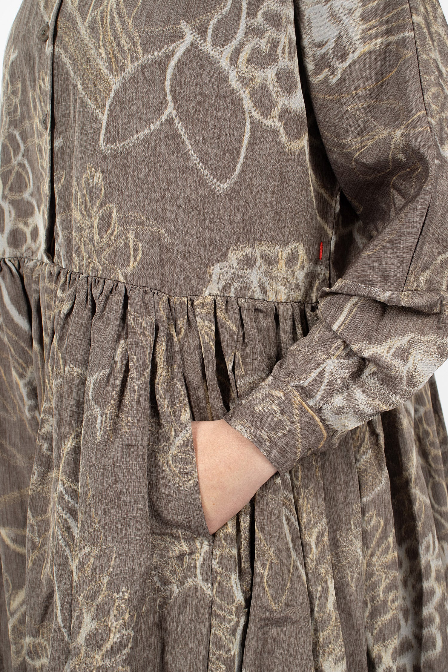 Paga Rouch Dress Ikat Dark Brown