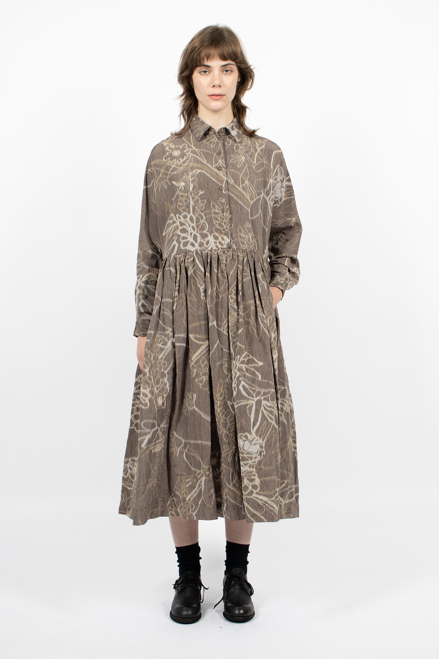 Paga Rouch Dress Ikat Dark Brown