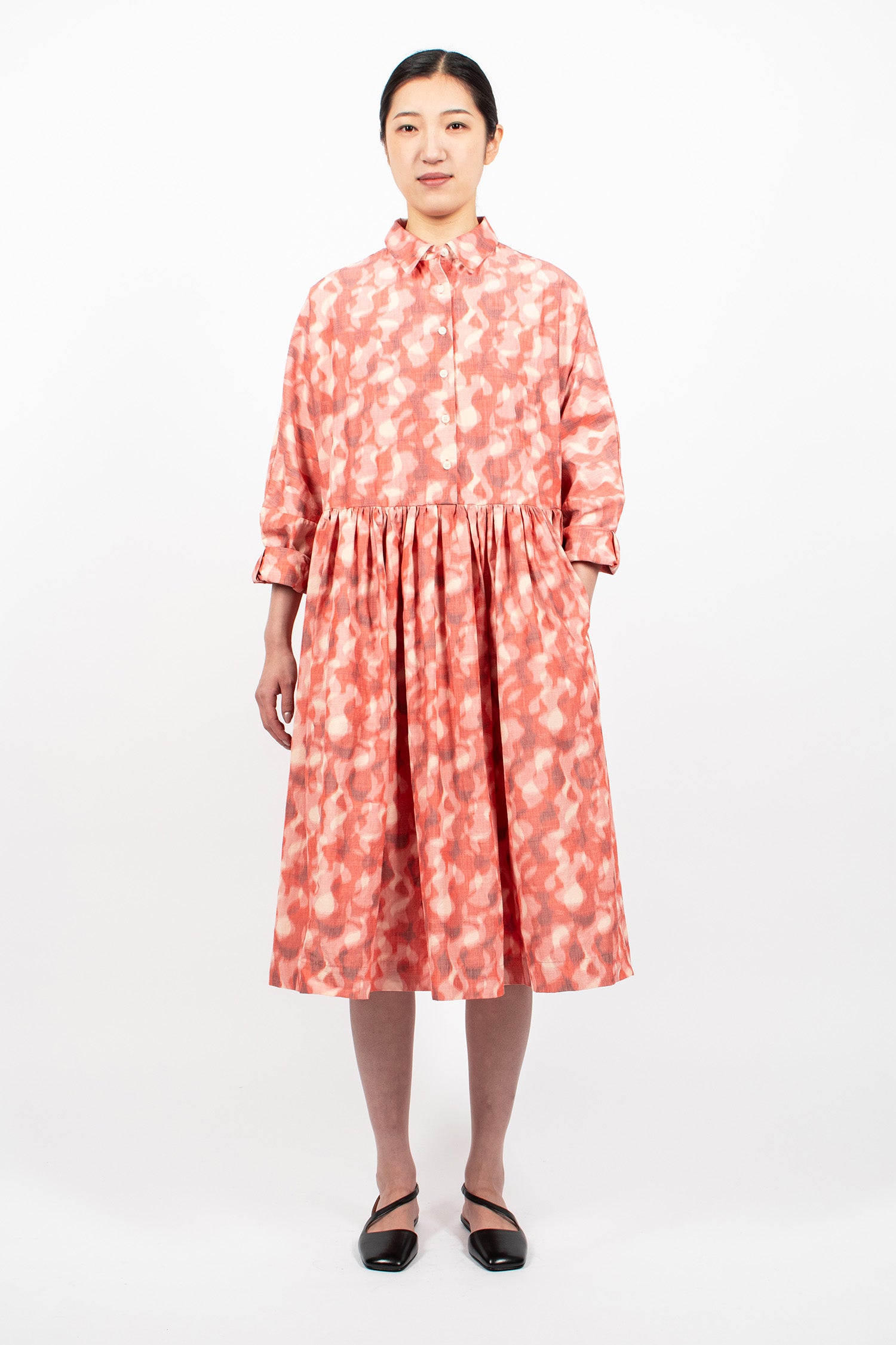 Paga Rouch Dress Coral Ikat