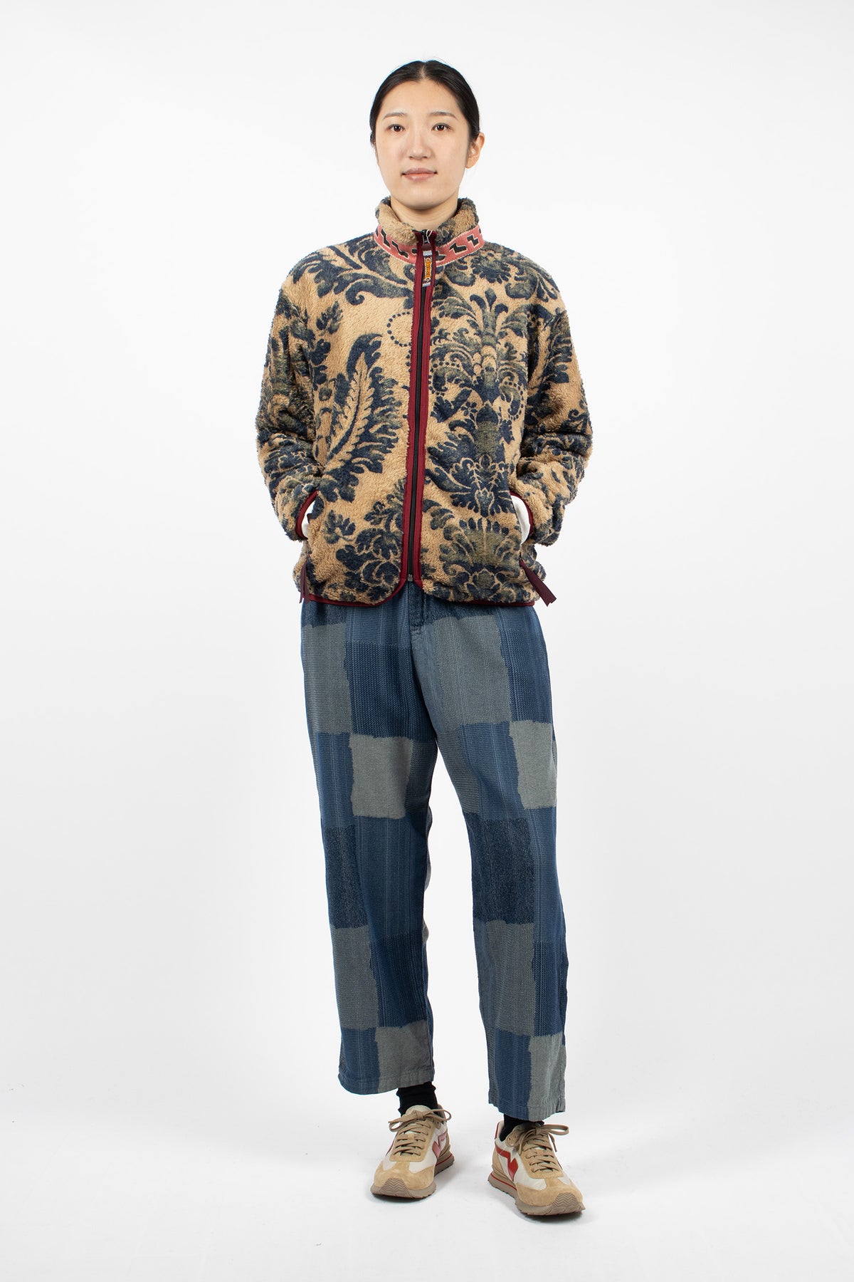 Damask Fleece Zip Blouson Beige/Virgin Mary