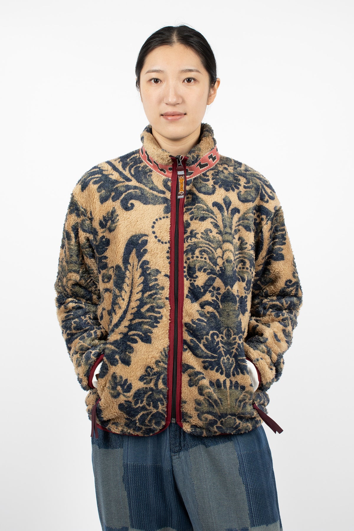 Damask Fleece Zip Blouson Beige/Virgin Mary