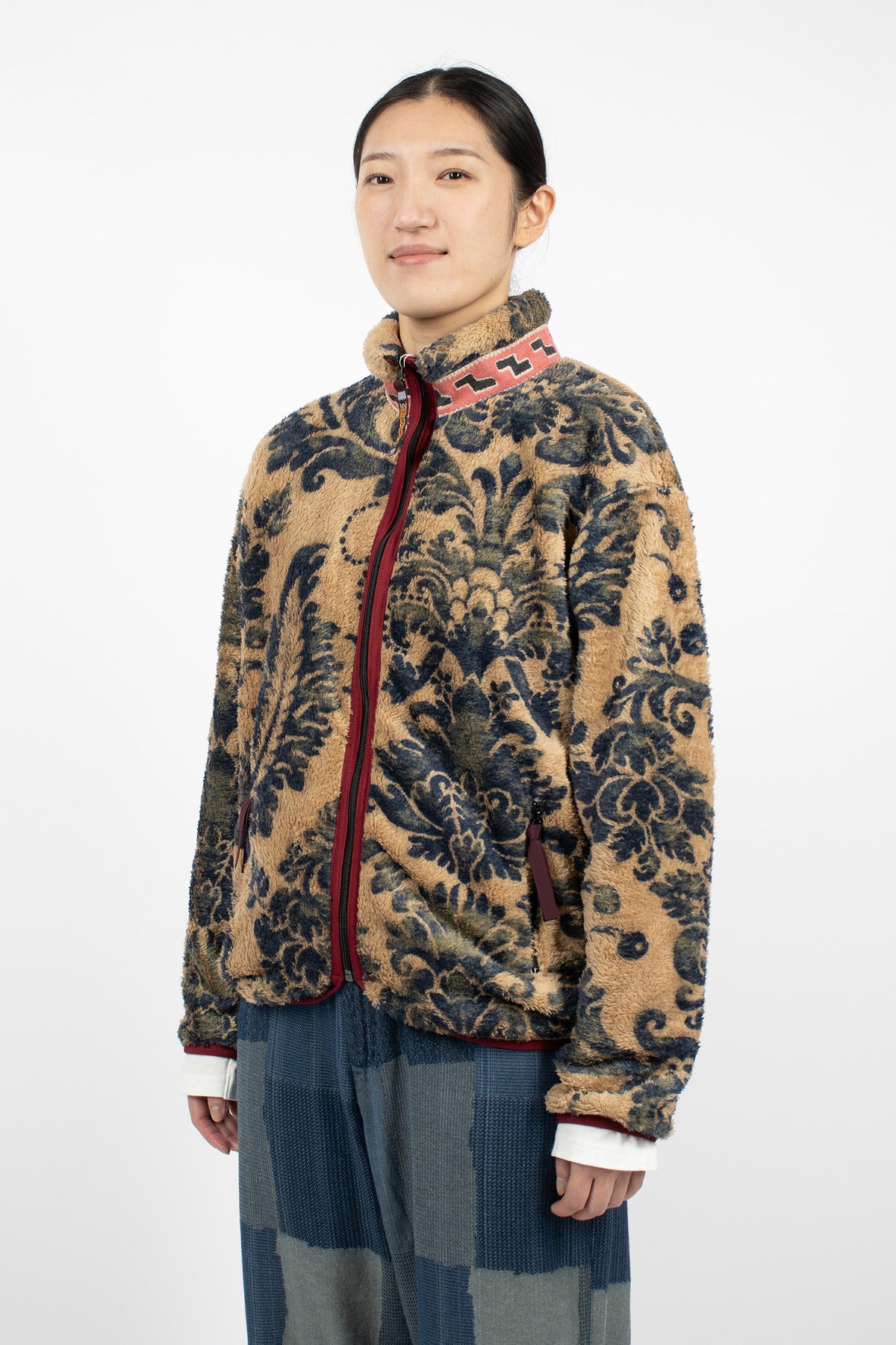 Damask Fleece Zip Blouson Beige/Virgin Mary