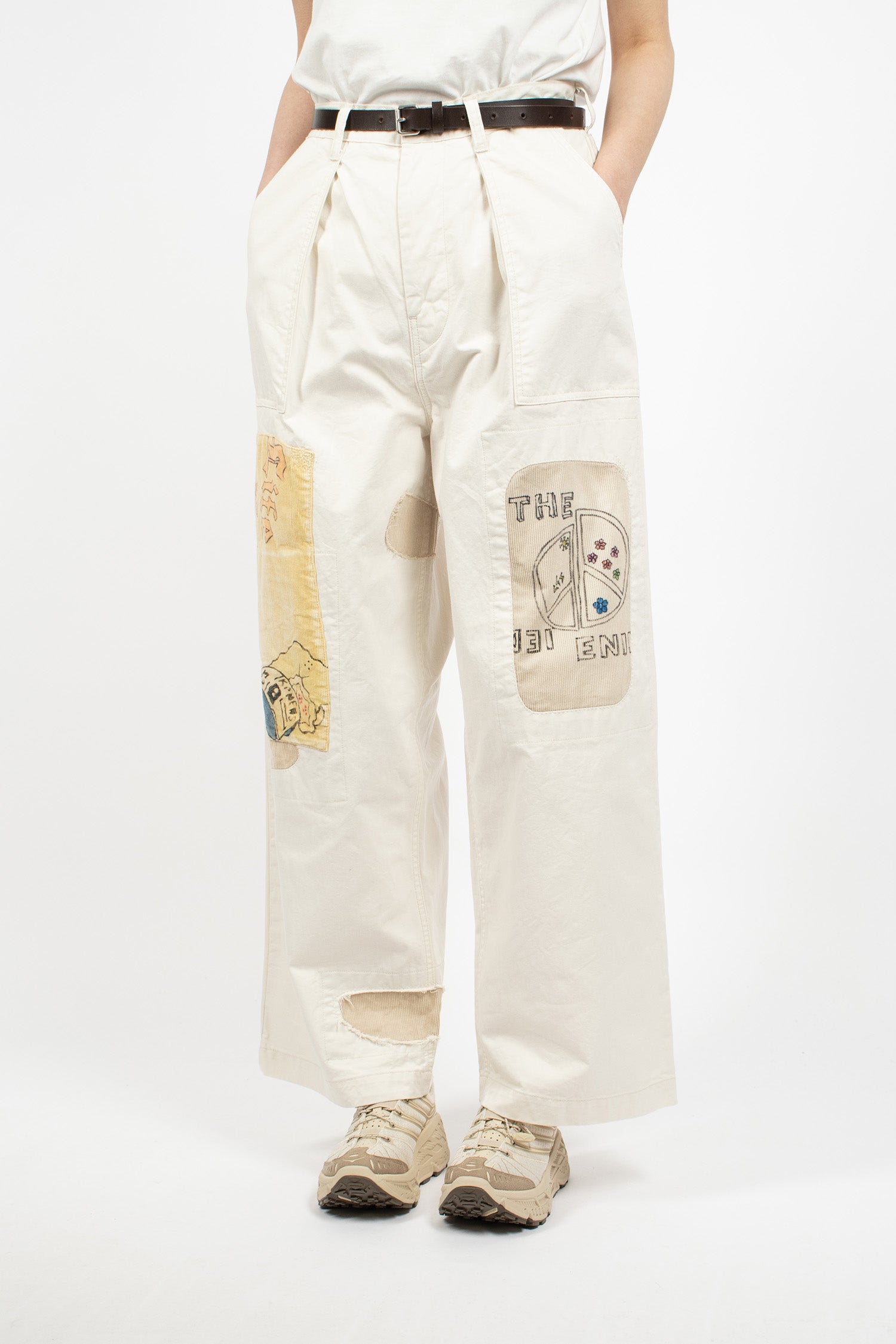 Rough-Face Twill Fatigue Baggy Pants Ecru