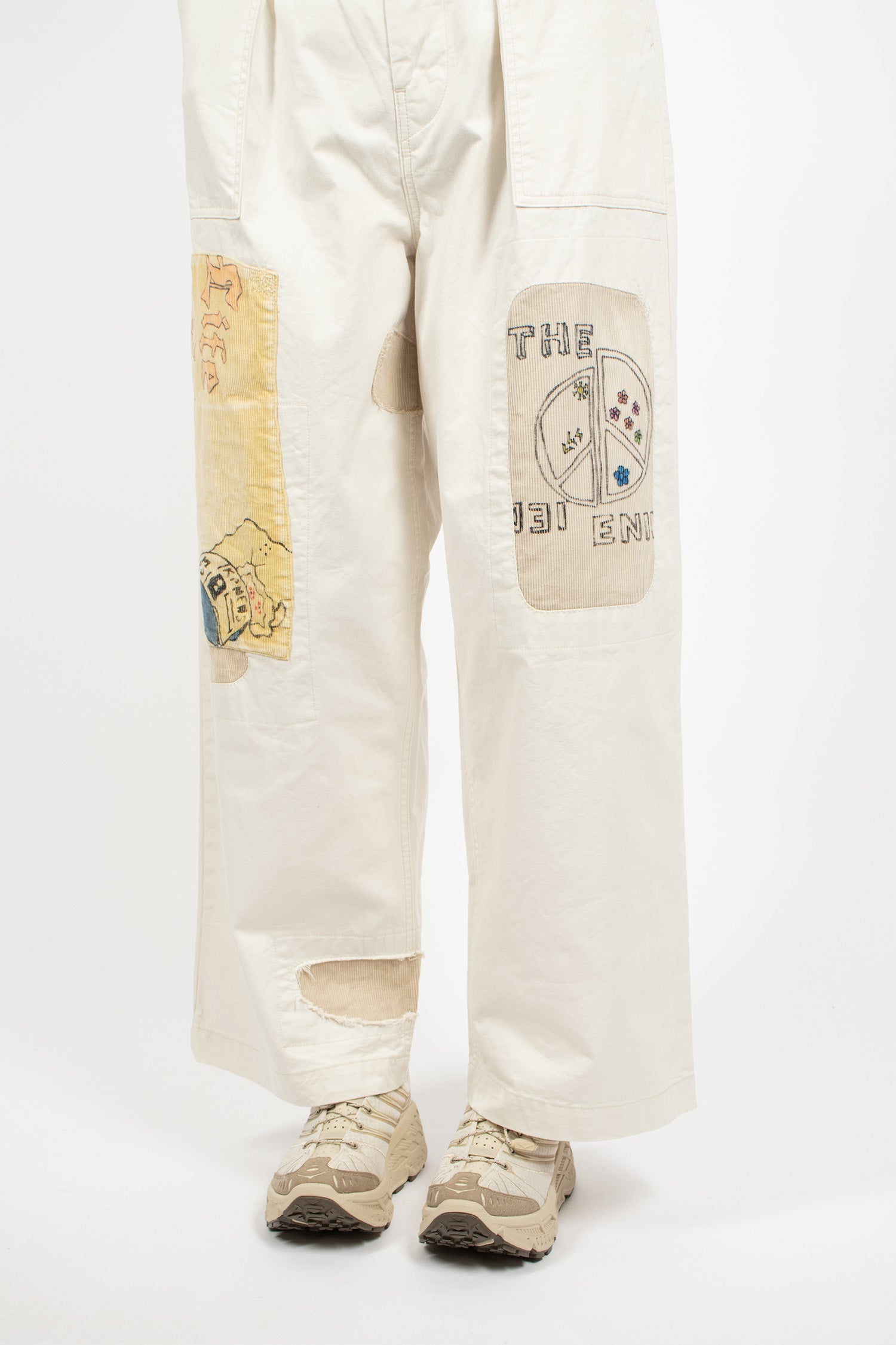 Rough-Face Twill Fatigue Baggy Pants Ecru