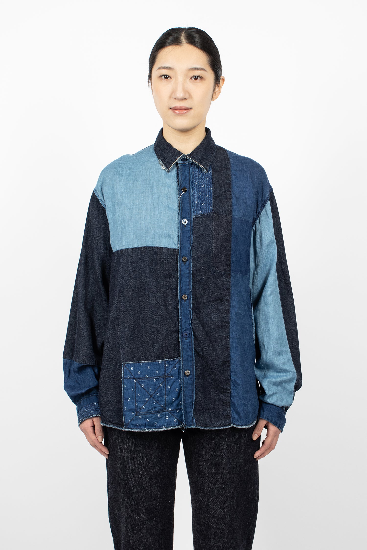 Katmandu Patchwork LS Shirt Indigo