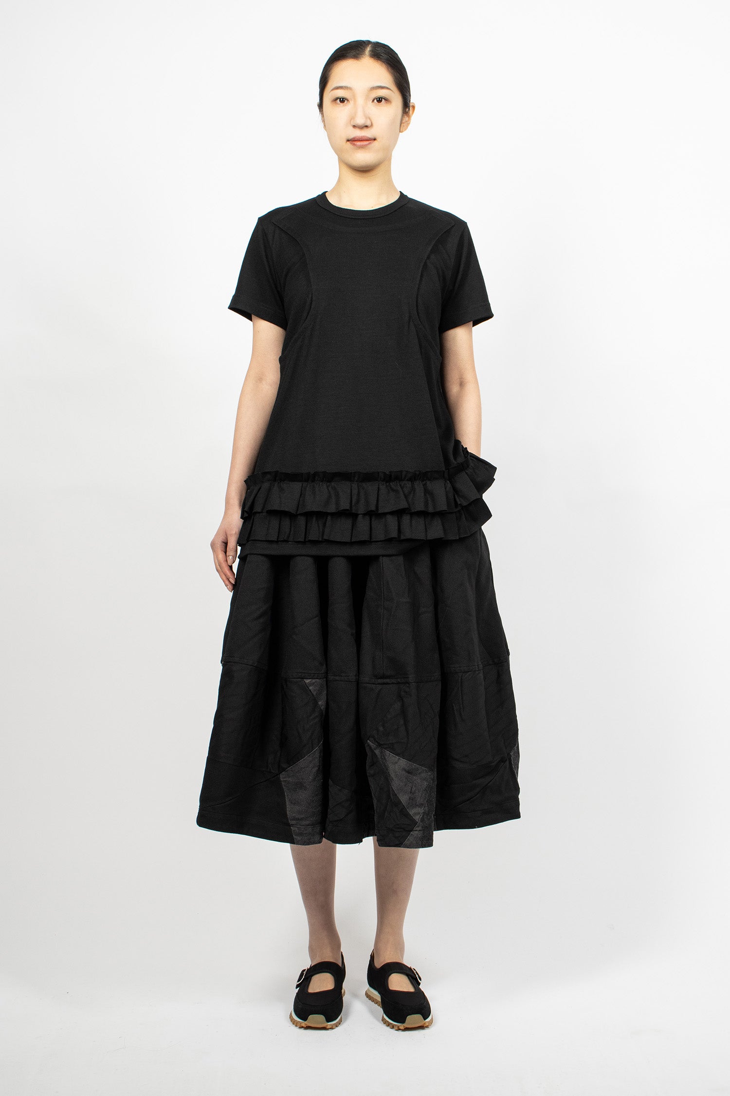 Patchwork Balloon Skirt Black Twill