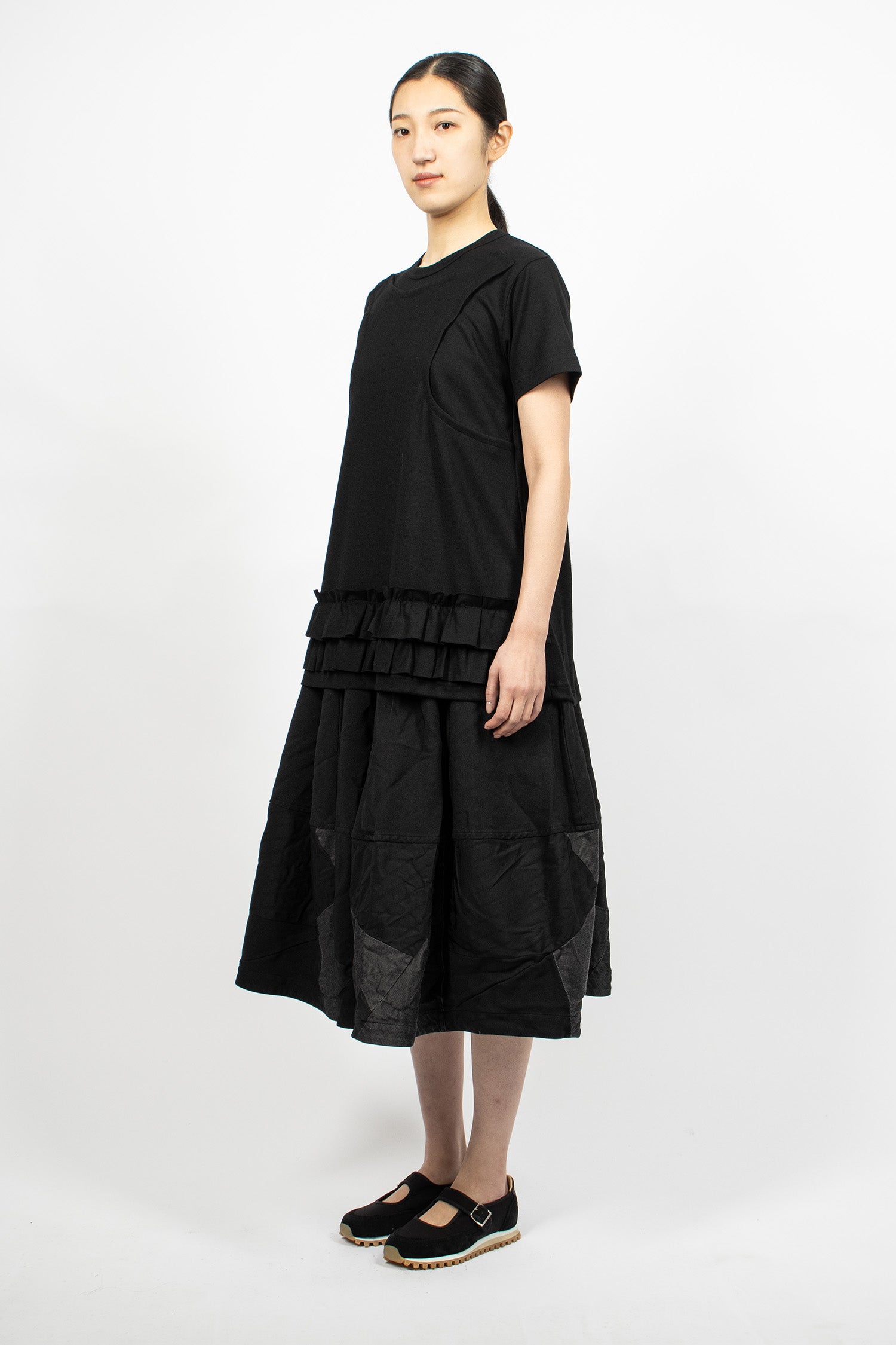 Patchwork Balloon Skirt Black Twill