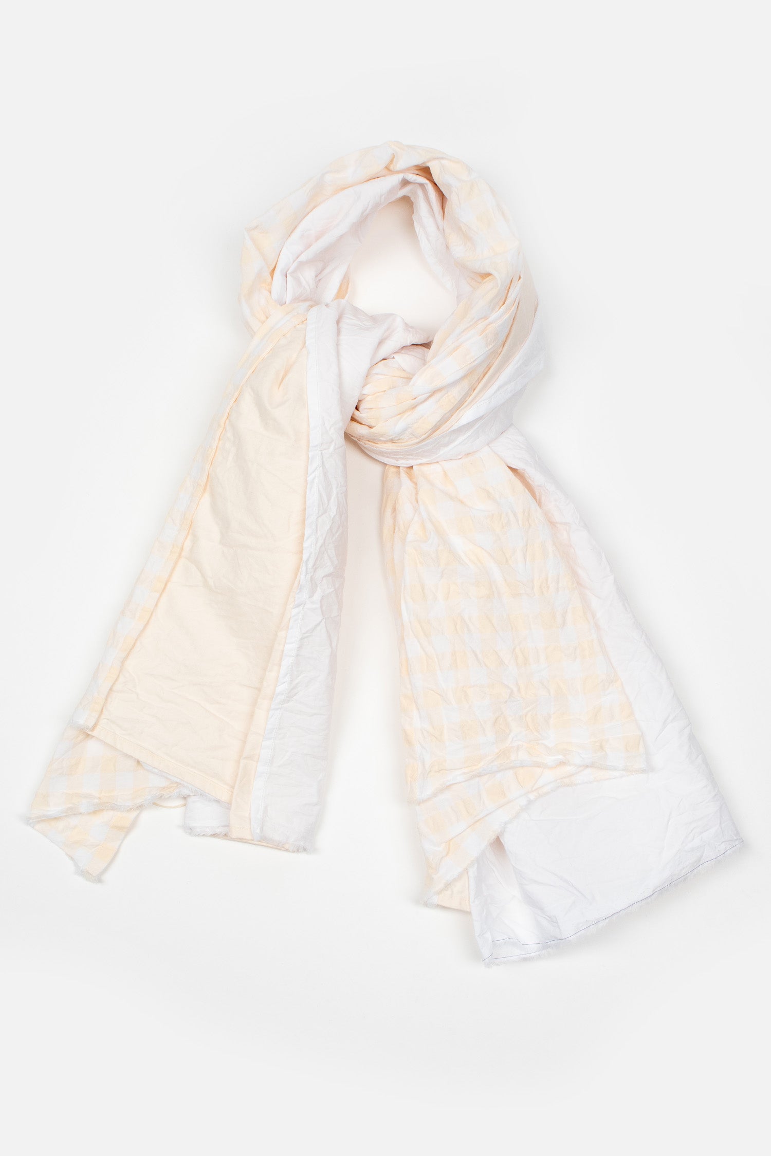 Washed Patchwork Shawl White/Peach