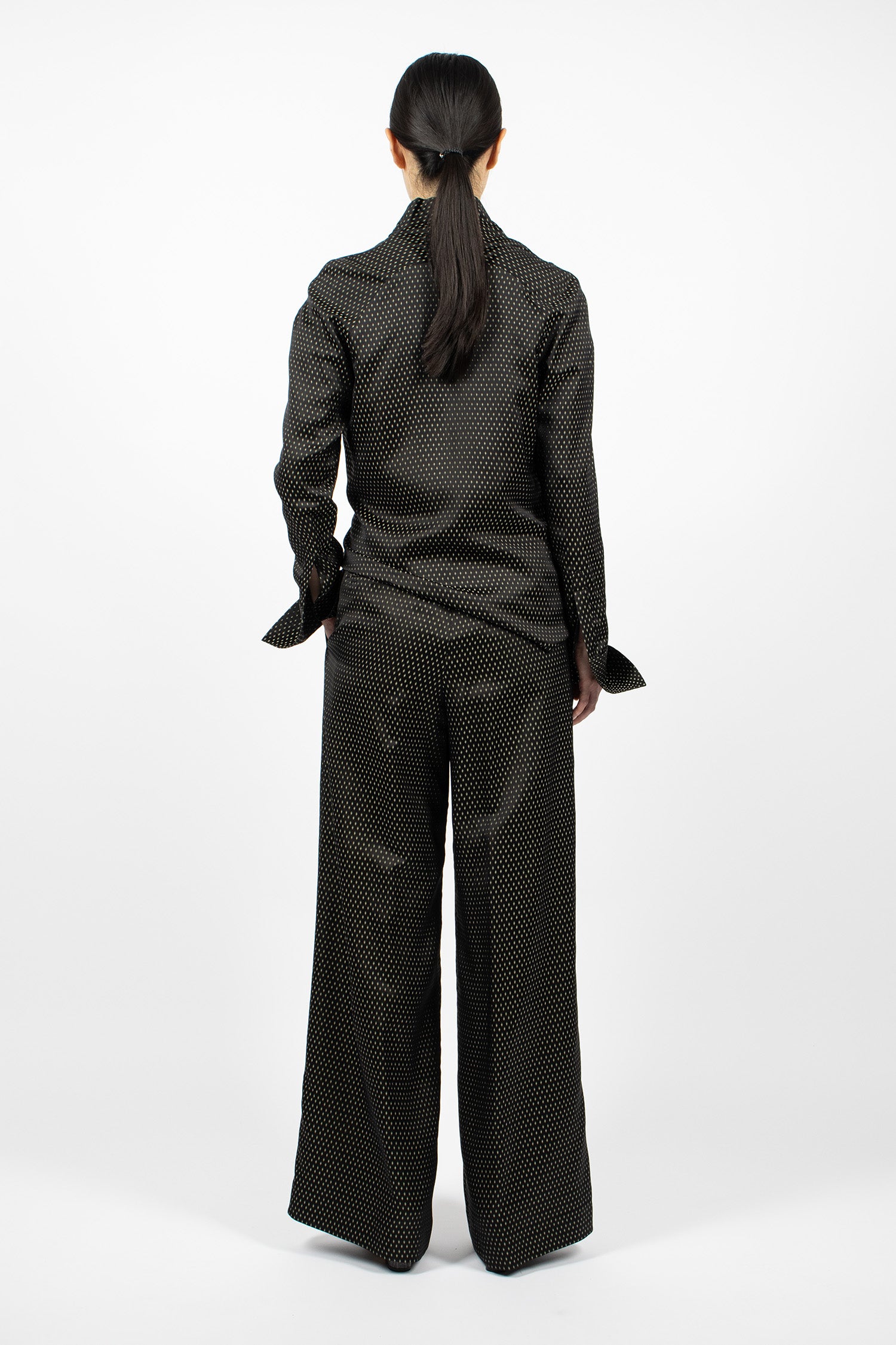 Jacquard Wide Leg Pants Black