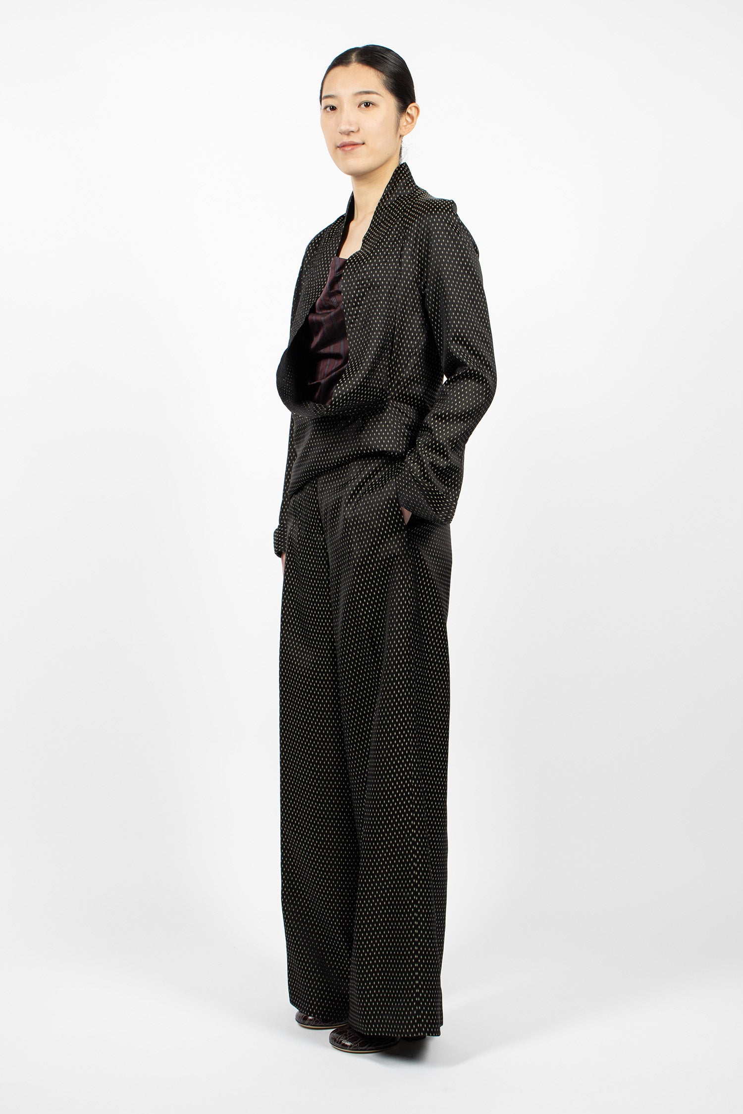 Jacquard Wide Leg Pants Black