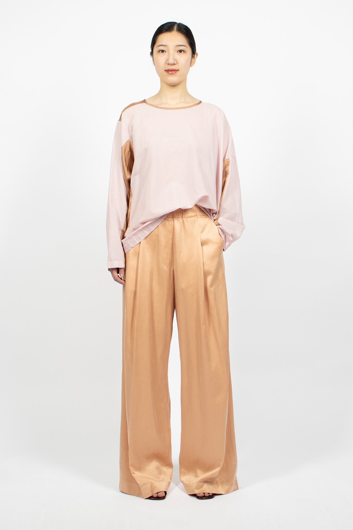 Elasticated Twill Pants Peach