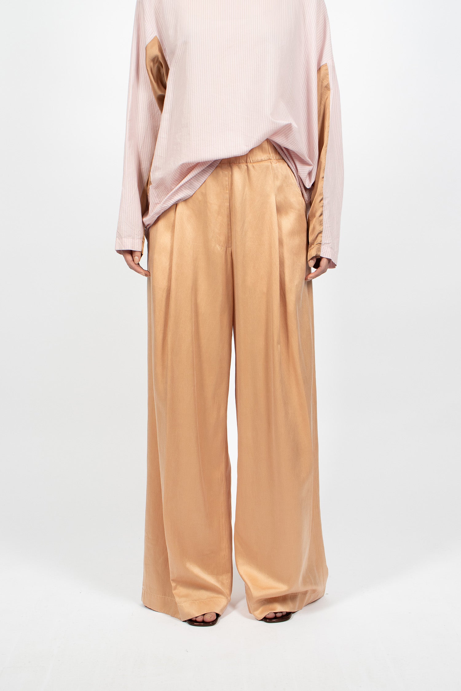 Elasticated Twill Pants Peach